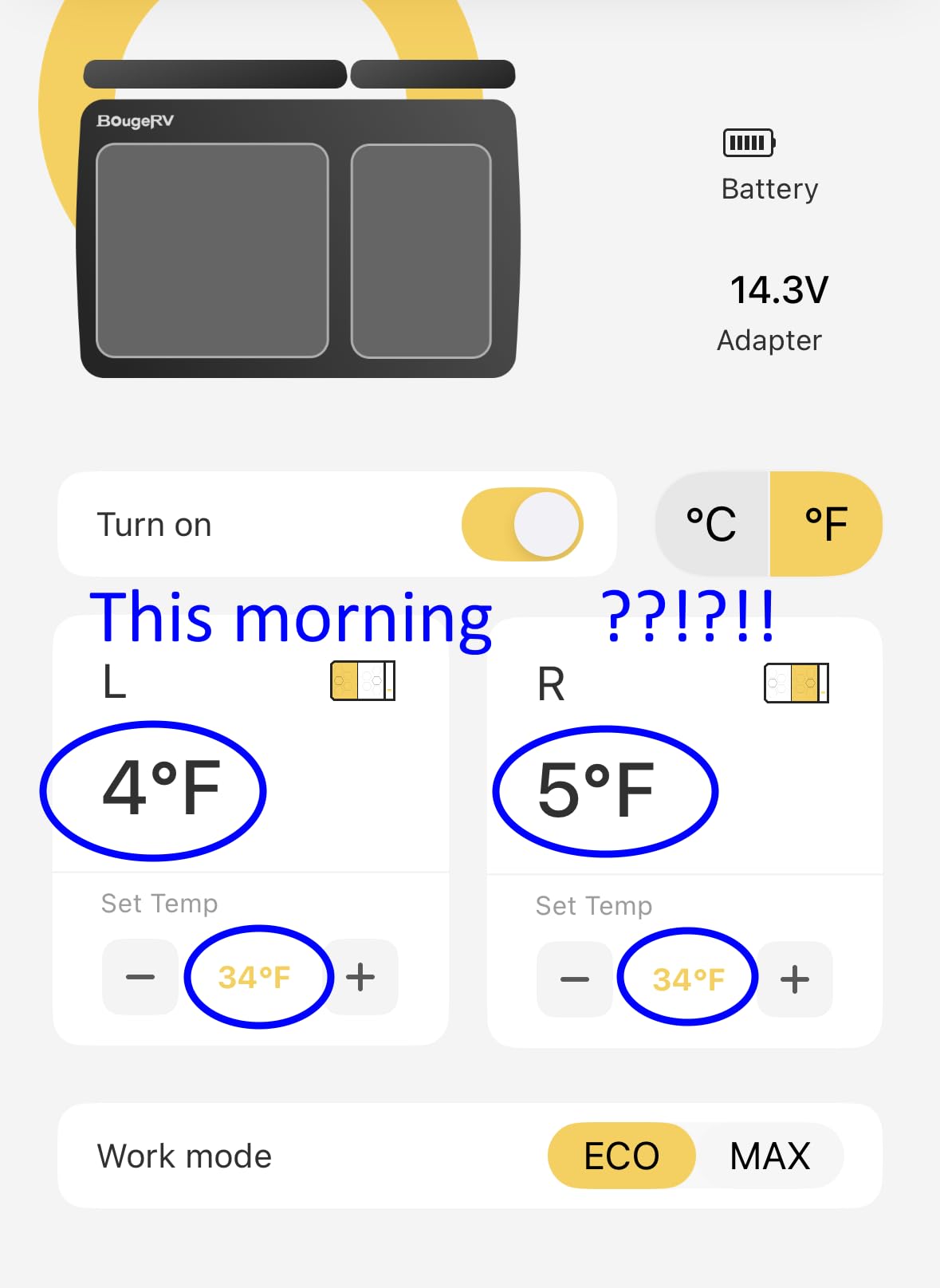 BougeRV 12 Volt Car Refrigerator, CRD2 43 Quart Portable Fridge Freezer with APP Control, -4℉ to 68℉ Dual Zone Compressor Electric Cooler 12/24V DC, 110~240V AC for Overlanding, Camping, RV, Truck customer photo 1