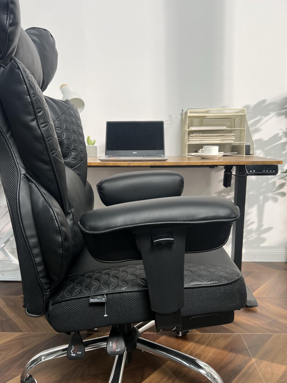COMHOMA Big and Tall Office Chair Heavy Duty Wide Ergonomic Gaming Chair with Deluxe Embossing Designed Leather with Foot Rest,150 Degree Reclining Adjustable Armrests Pocket Spring Back Support and Pillow customer photo 2