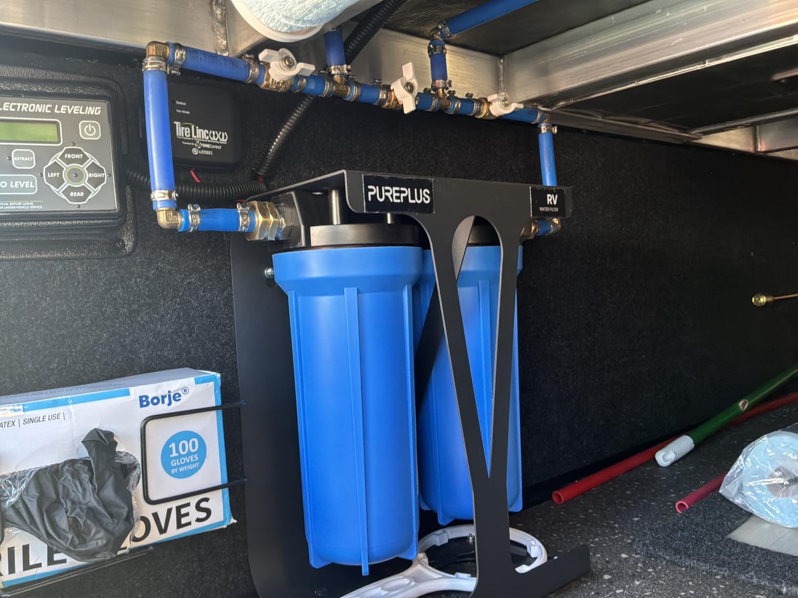 PUREPLUS RV Dual Stage Water Filter System, Includes Two Cartridges and Mounting Bracket, NSF/ANSI 42 Certified, Reduces Sediment, Heavy Metals, Chlorine and More, with Stainless Steel 3/4