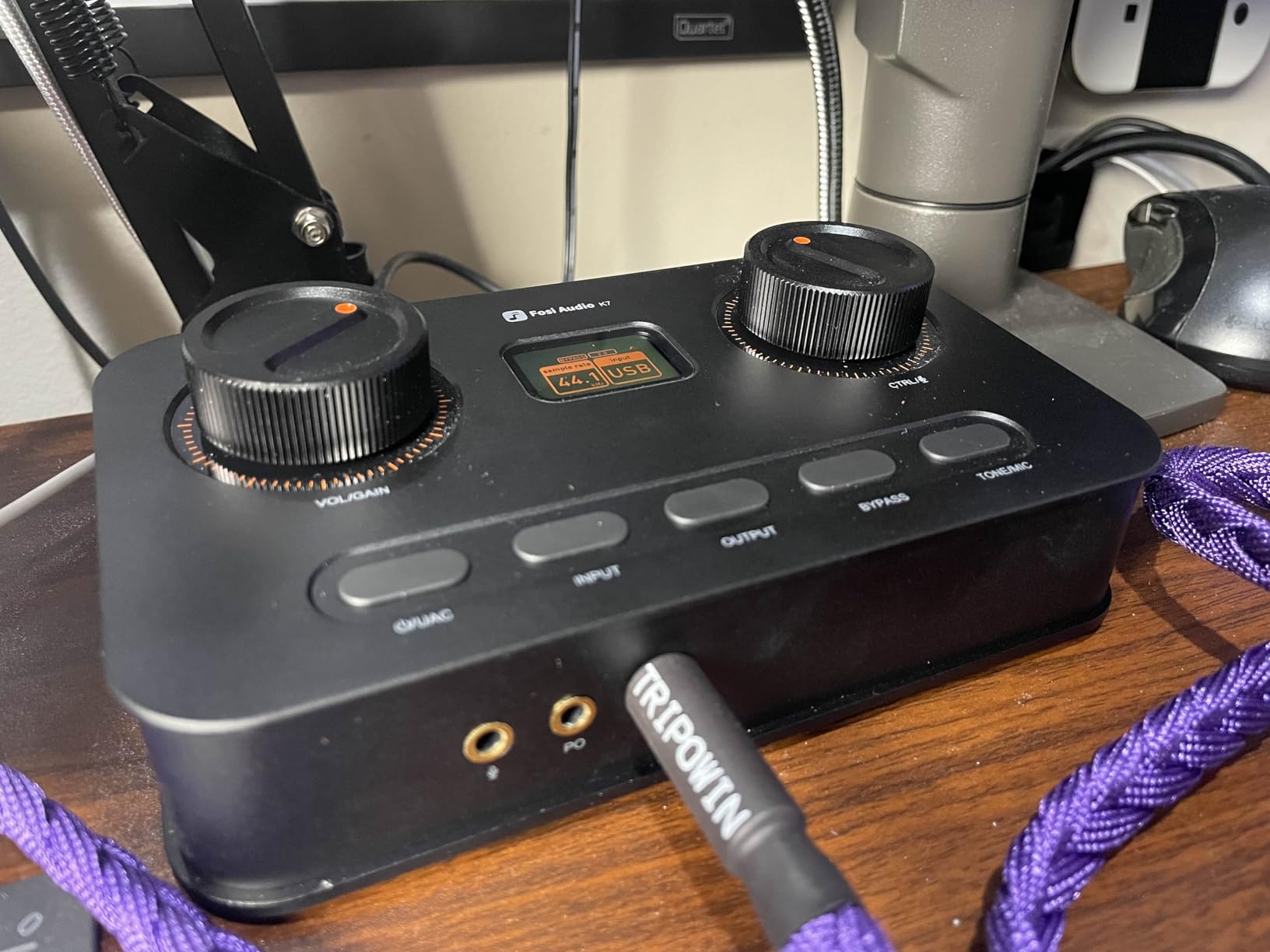 Fosi Audio K7 DAC Headphone Amp, Desktop USB C Digital to Analog Audio Converter for Workspace and Gaming PC PS5, Optical/Coaxial/Bluetooth aptX HD LL/Microphone Input, 3.5mm/4.4mm Balanced/RCA Output customer photo 2