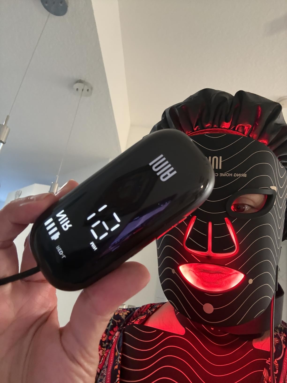 Red Light Therapy Mask for Face & Neck - 4 Light Modes with 850nm NIR, Red, Yellow & Blue LED Light Therapy, 2600mAh Rechargeable LED Face Mask for Anti-Aging, Skin Firming & Radiant Glow at Home customer photo 1