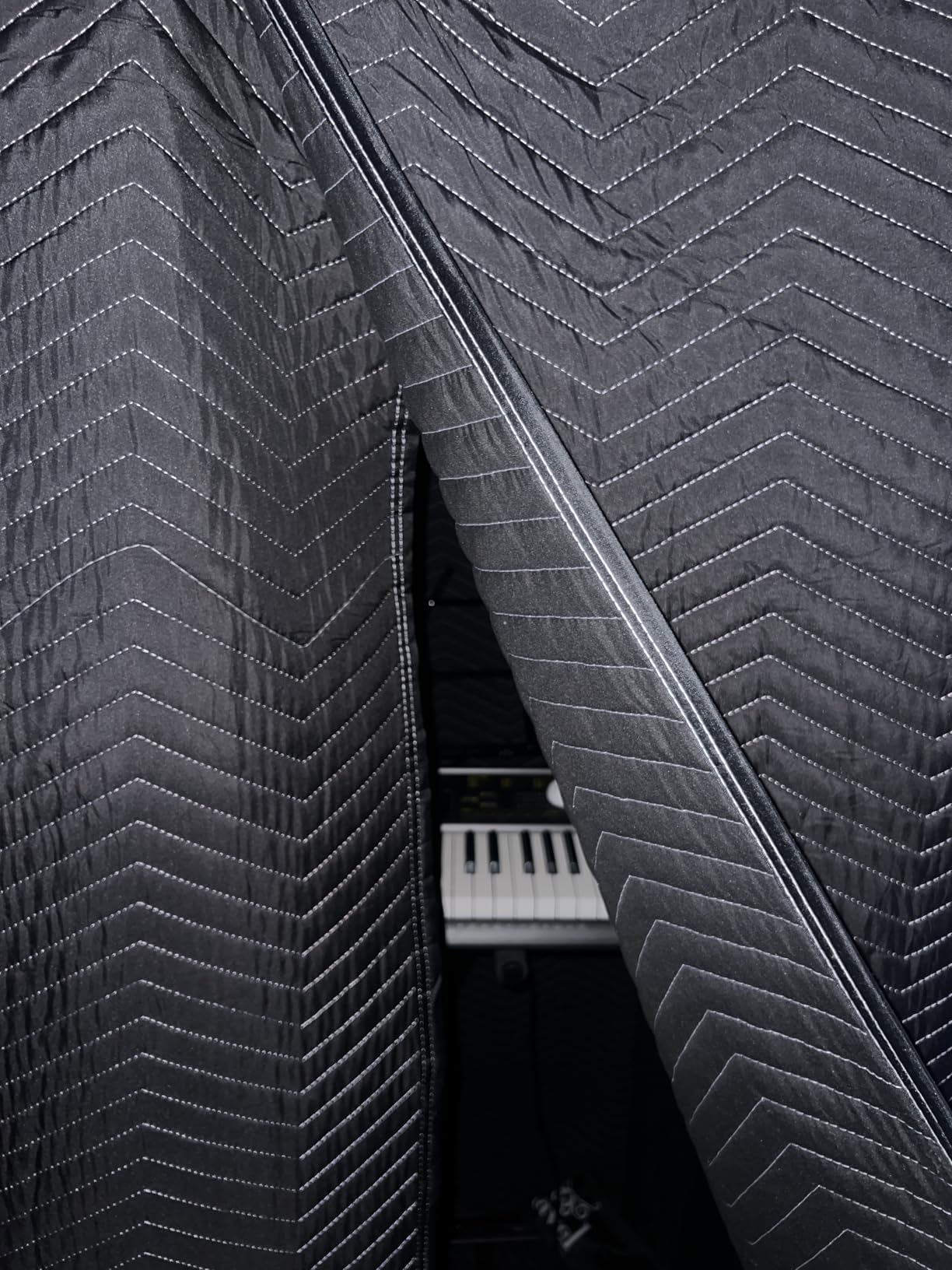 Portable Recording Booth for Home Studio, Foldable Sound Isolation Vocal Shield with Floor Stand, High-Density Acoustic Blanket Enclosure for Singing, Voiceover & Podcast, Includes Phone Holder customer photo 2