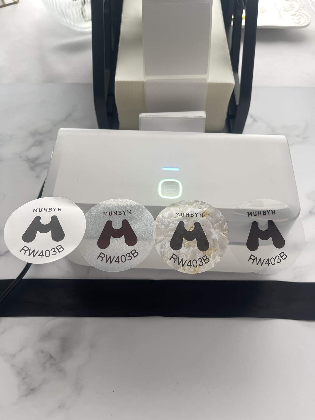 MUNBYN Bluetooth Thermal Label Printer RW403B, Wireless 4x6 Shipping Label Printer for Small Business, Compatible with Android, iPhone, Windows, Mac, Chromebook, Print Width 1.57