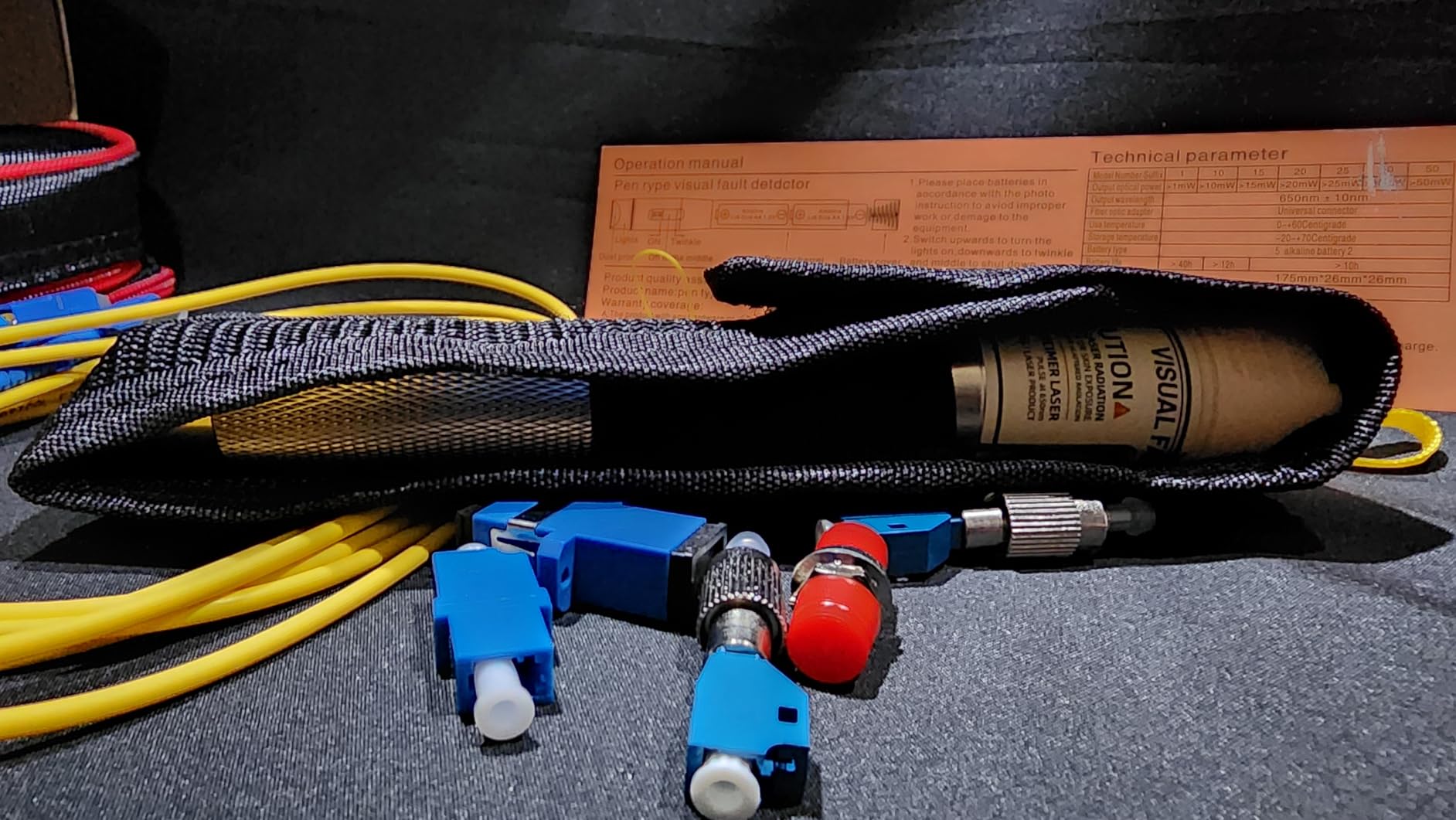 Visual Fault Locator Kit - 50KM Range Fiber Optic Cable Tester Tool Kit Red Light Pen Tester with 2.5mm Universal Connector 2pcs FC-LC Adapters 1pc LC/SC/FC Coupler 3 x 1.5m Patch Cords customer photo 2