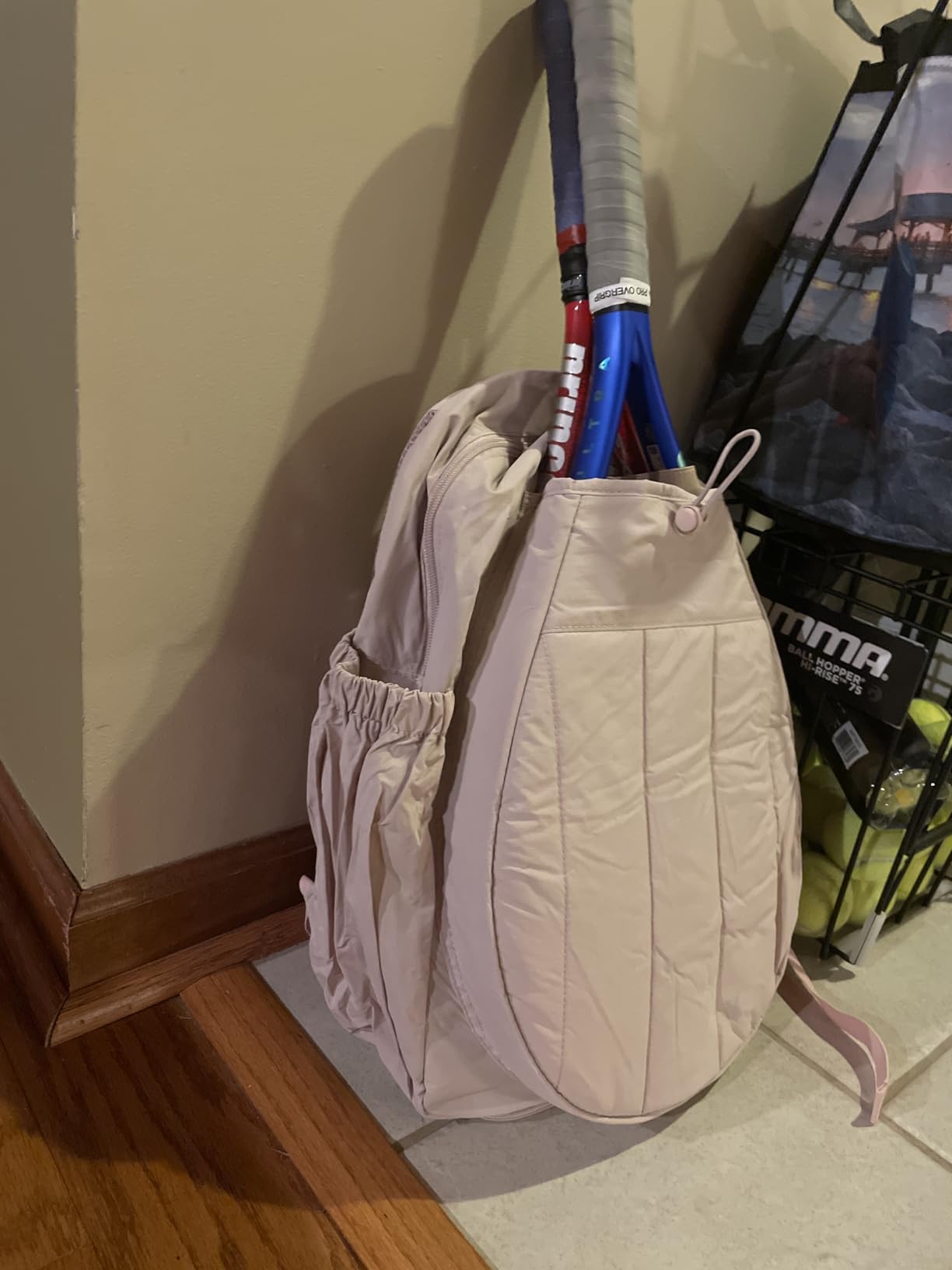 BAGSMART Tennis Gym Bag for Women, Tennis Backpack Holds 2 Rackets with Shoe Compartment, 15.6