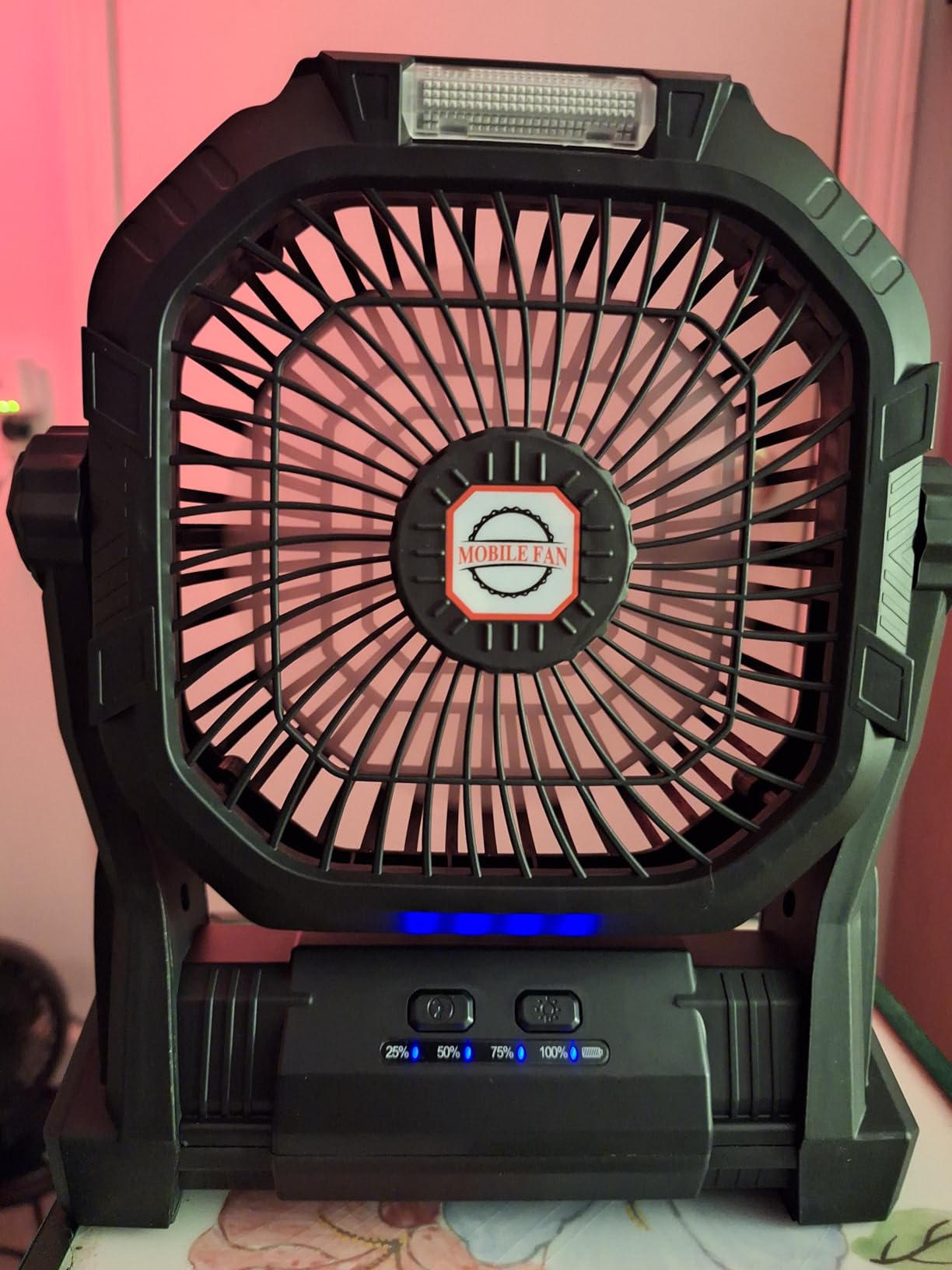 Camping Fan Rechargeable, 20000mAh Battery Powered Portable Fan with LED Light & Hook, 4-Speed 270 Adjustable, Camping Essentials for Tent, Travel, Car, Outdoor, Indoor, BBQ, Fishing, Jobsite customer photo 1