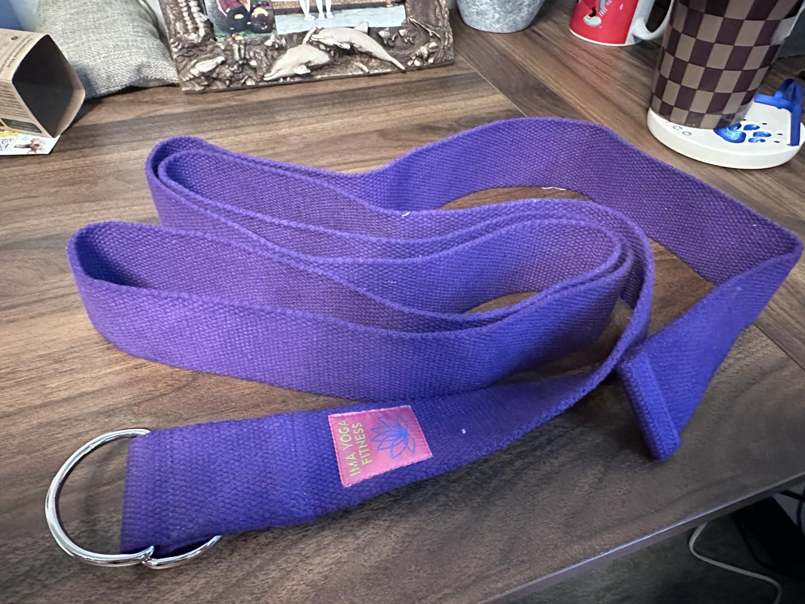 Adaptive Yoga Strap, Stretching Strap, 2 Inches Wide, 100% Naturally Soft Cotton, Steel D-Rings, Includes Natural Cotton Drawstring Storage Pouch and Instructional E-Book customer photo 1