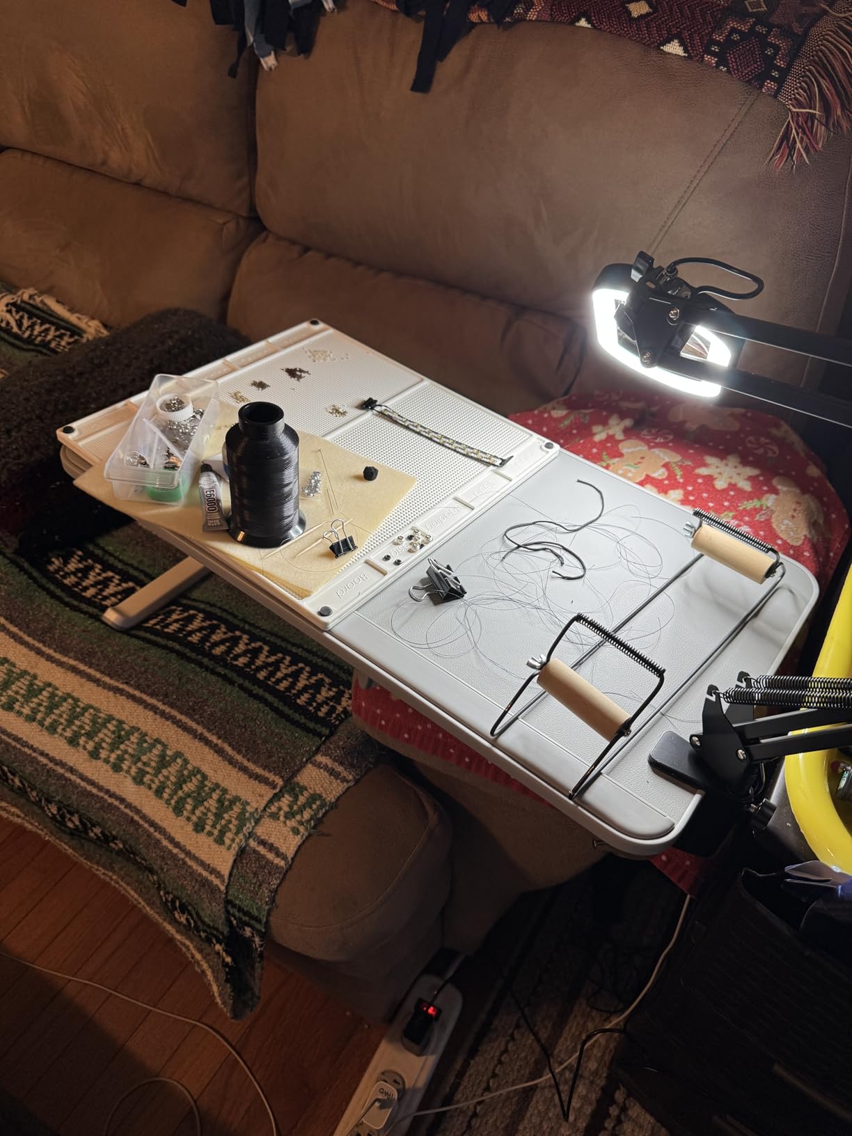 10X Large Magnifying Glass with Light and Clamp, Real Glass, 5 Color Modes, Stepless Dimmable, Lighted Magnifier with Stand Hands Free, LED Swing Arm Desk Lamp for Close Work, Craft, Reading, Painting customer photo 1