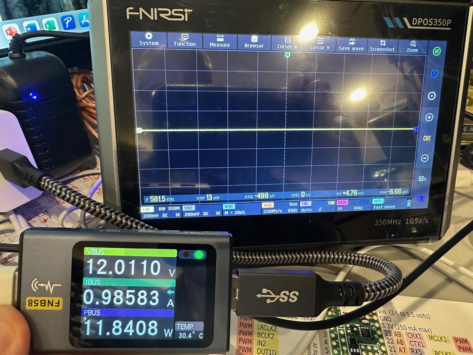 FNIRSI DPOS350P 4-in-1 Tablet Oscilloscope 350MHz, Spectrum Analyzer 200KHz - 350MHz, Frequency Response Analyzer DDS Generator, 2CH Handheld Oscilloscope 1 GSa/s, 7