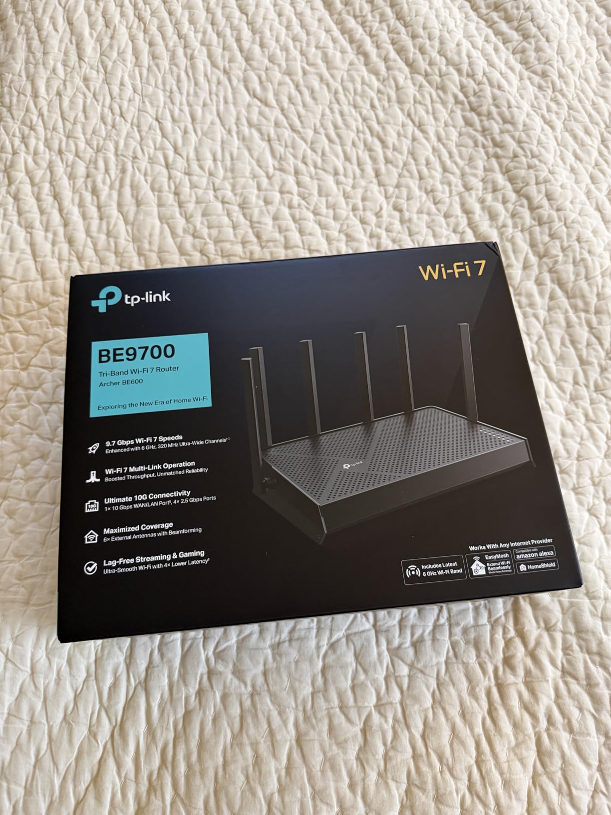 TP-Link Tri-Band BE9700 WiFi 7 Router (Archer BE600) - 10G Port, 2.5G Port, 3× 2.5G LAN, 320MHz Channel, Covers up to 2,600 sq. ft., 120 Devices, VPN, HomeShield Security customer photo 1