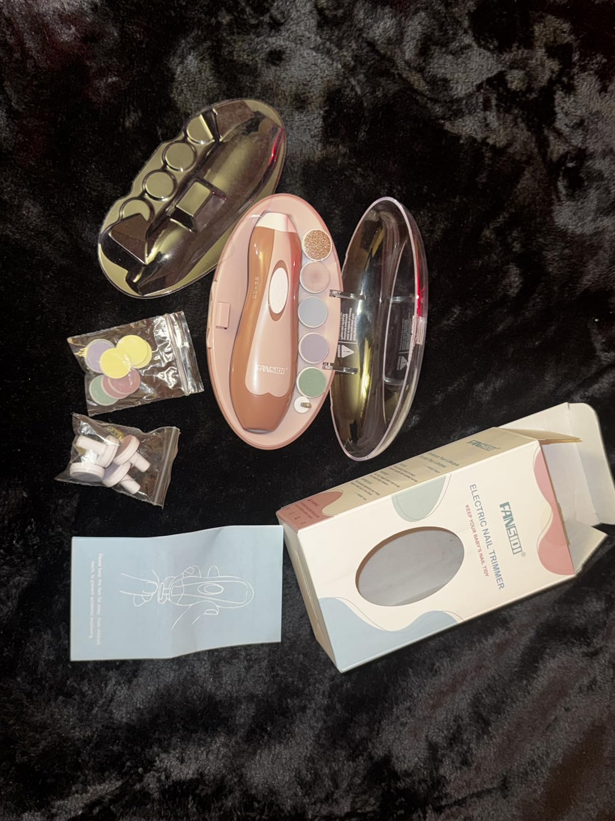 Fansidi Upgraded Baby Nail File | Easy & Safe Baby Nail Trimmer, Precise 4-Stage Electric Nail Clipper for Newborn to Toddler Girl, with Soft LED Light & 18 Grinding Heads, Perfect Baby Shower Gift customer photo 1