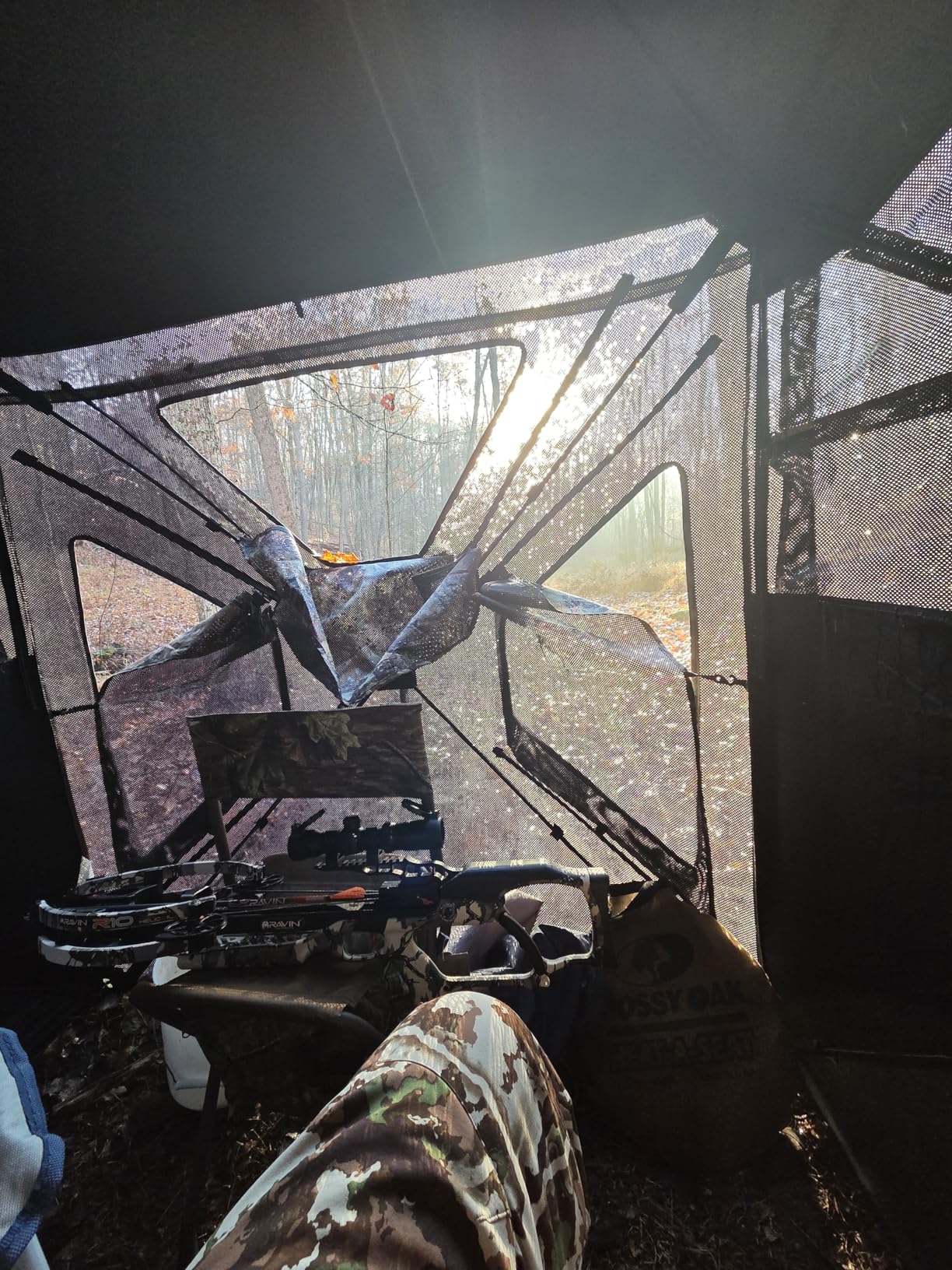 TIDEWE Hunting Blind 270°Full See Through with Windproof Curtain, Silent Magnetic Door & Sliding Windows, 2-3 Person Pop Up Ground Blind with Carrying Bag, 300D Portable Tent customer photo 1