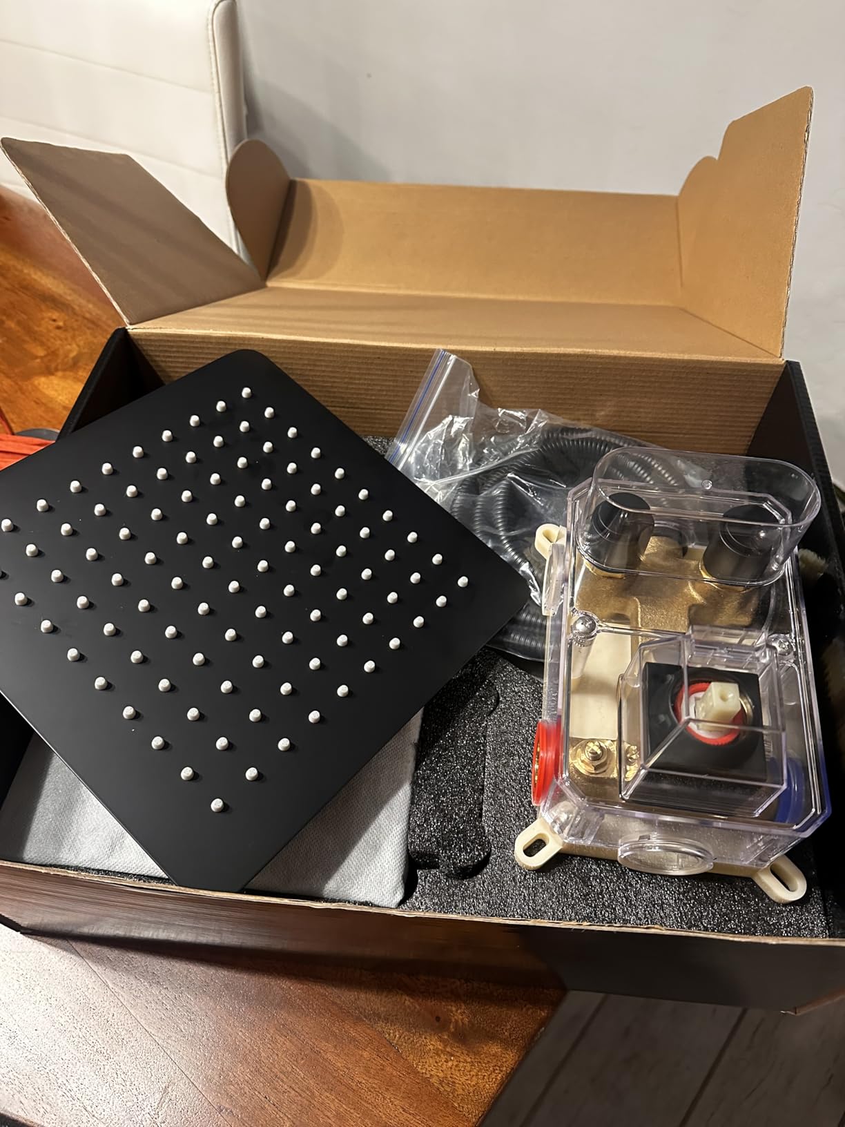 Push Button Diverter Shower Faucet Set, Hydro Power Temperature Display, Shower System 10 Inch Shower Head with Handheld Spray, Wall Mounted Shower Fixtures with Shower Valve and Trim Kit, Matte Black customer photo 1