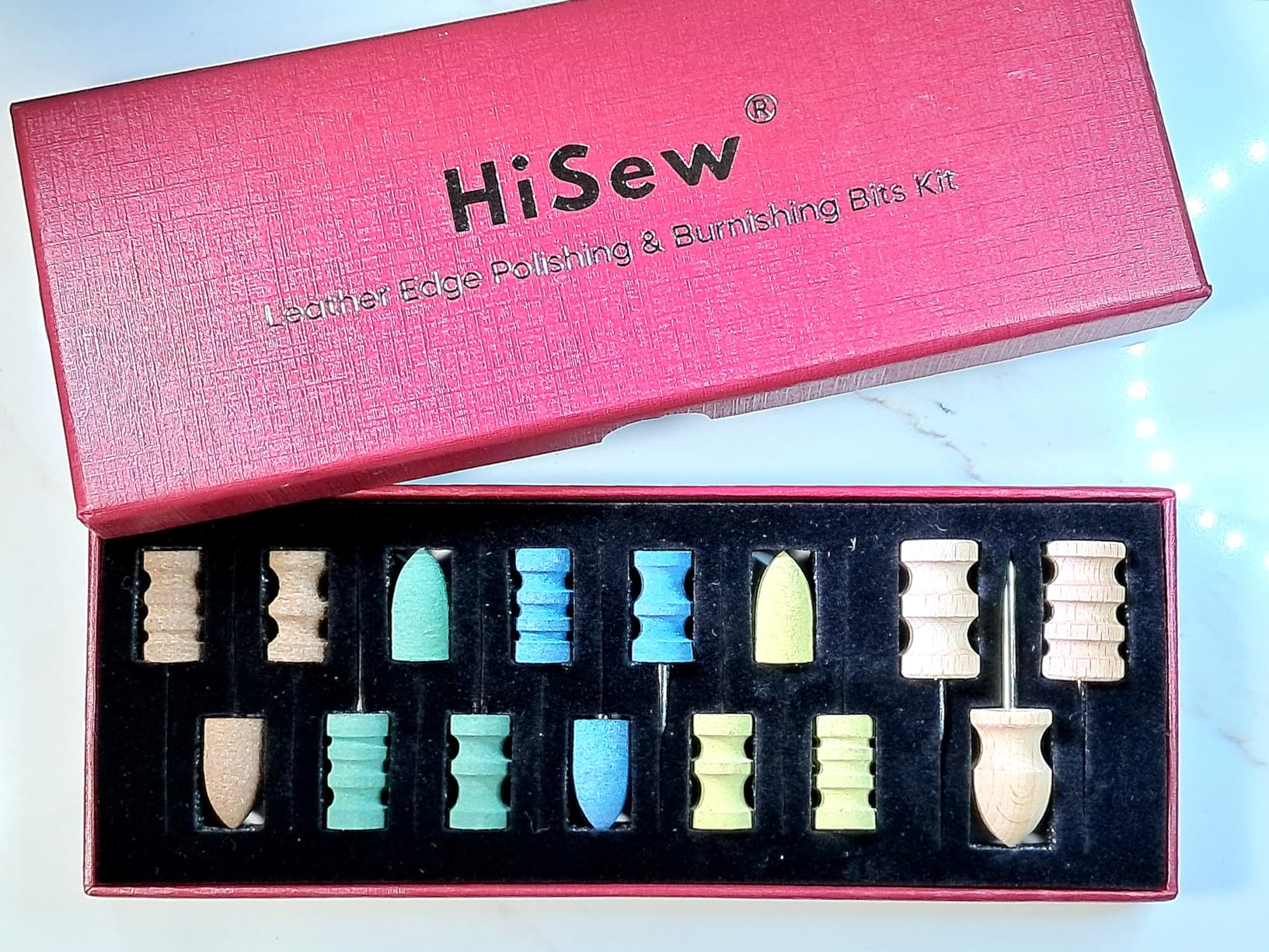 Leather Edge Burnishing Bits - Complete Set of 15 for Full Edge Finishing on Leather from Soft to Firm (240/400/600/1000 Grit Sanding Bits + Beechwood Burnishers), Compatible with Rotary Tools customer photo 2