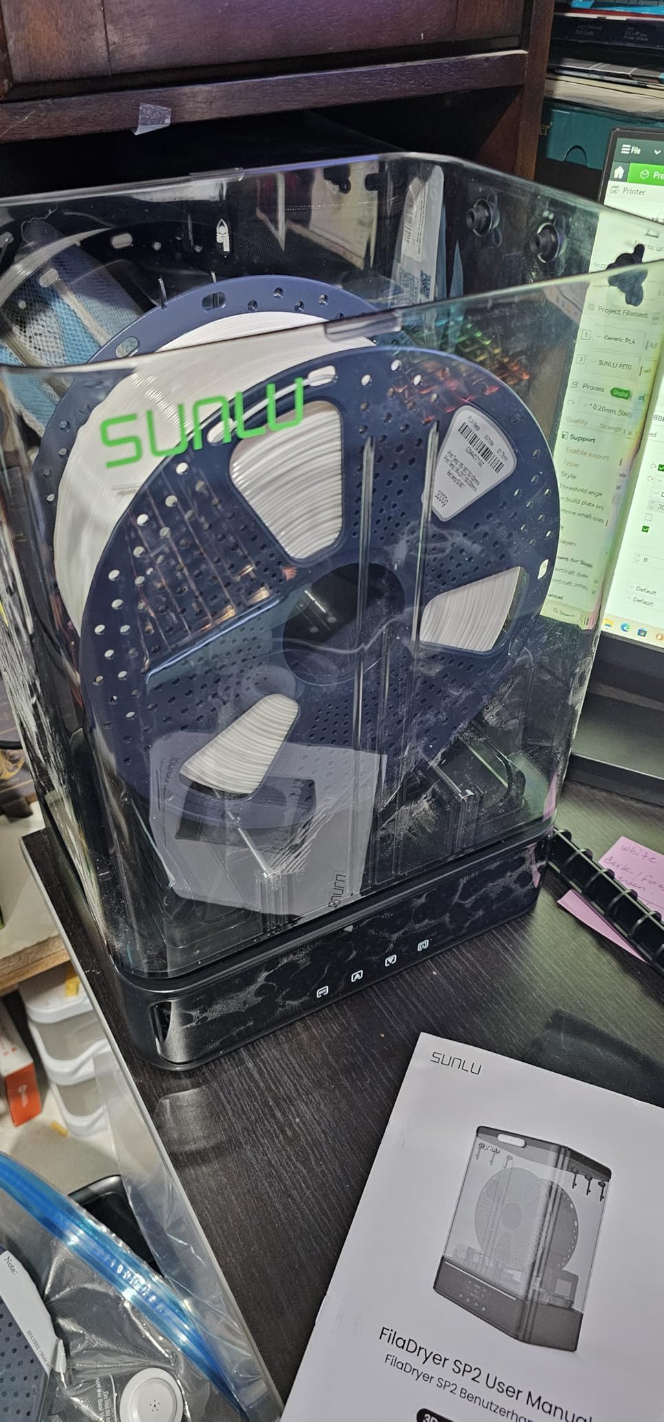 SUNLU 3KG Filament Dryer SP2 & Storage Box, 70℃ Max Temperature and 15min Fast Heating for 3D Printer Filament Drying and Sealing with Heat Control, Compatible with 1.75mm/2.85mm PLA PETG TPU ABS ASA customer photo 2