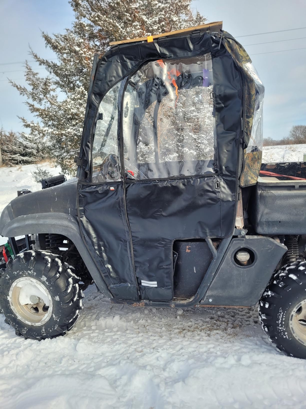 KEMIMOTO Soft Cab Enclosure, Laminated Fabric Tear-resistant UTV Parts Compatible with Hisun Sector 400,Coleman UT400,Massimo MSU400, Side Window Accessories Water & Windproof (Fit for Side Mirrors) customer photo 1
