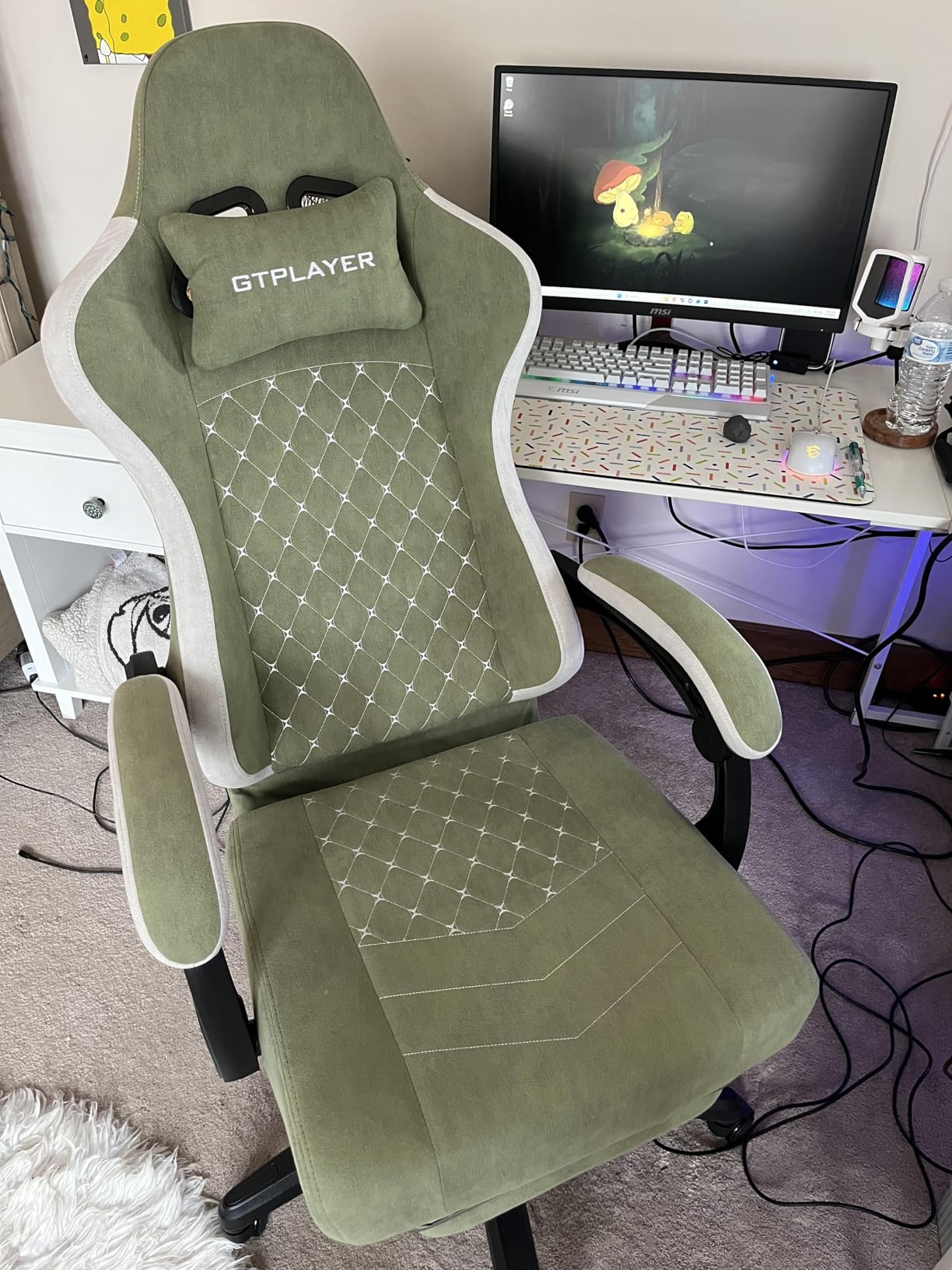GTPLAYER Gaming Chair, Computer Office Chair with Pocket Spring Cushion, Linkage Armrests and Footrest, High Back Ergonomic Computer Chair with Lumbar Support Task Chair with Footrest(Black) customer photo 2