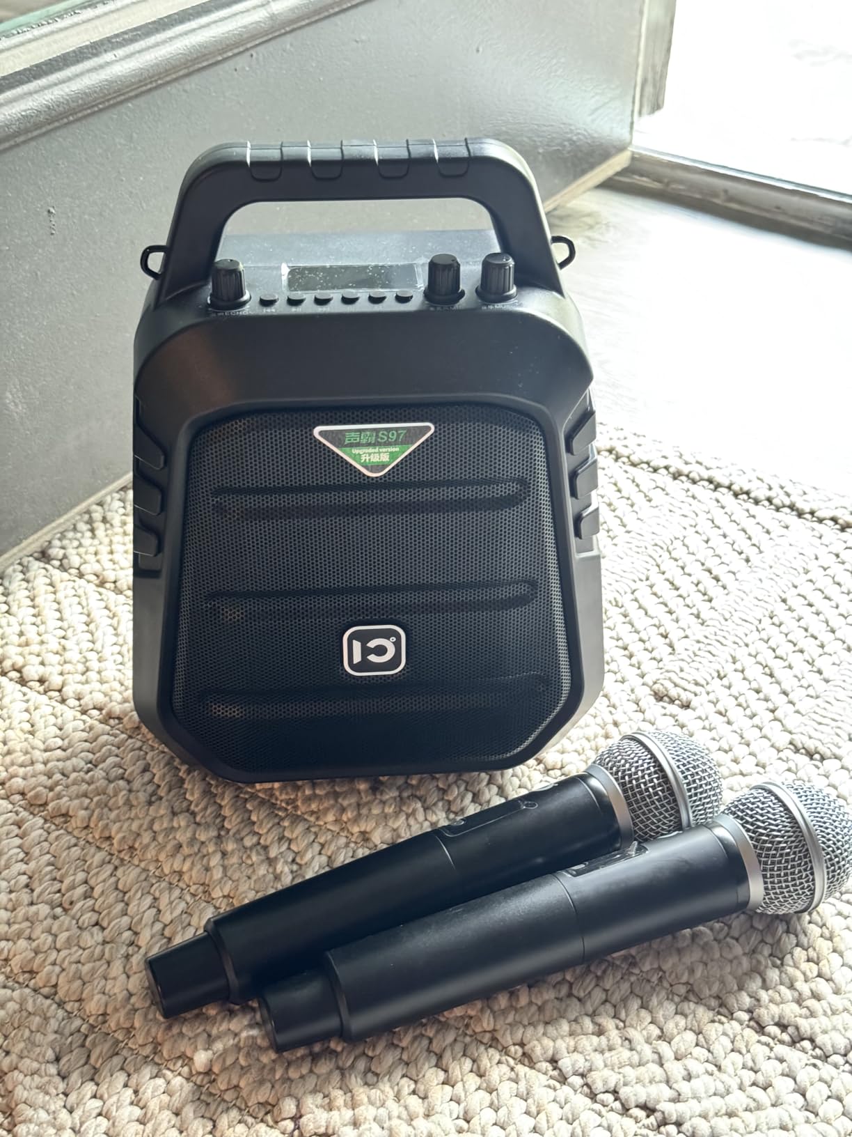 SHIDU 100W Powerful Voice Amplifier with 2 Wireless Microphones, Portable Speaker with Microphone, PA System with Sound Effects, Karaoke Machine Support BT/USB/TF Card/Aux/Guitar customer photo 2