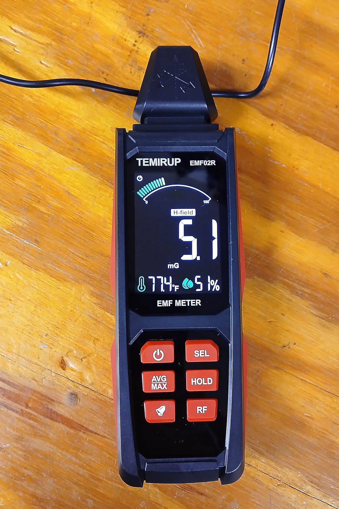 EMF Detector, TEMIRUP 5 in 1 Handheld EMF Meter Radiation Detector, Detects EF, RF, MF, WiFi Signal,Temperature, Humidity, Rechargeable EMF Reader with Large Color LCD for Home, Office, Ghost Hunting customer photo 1