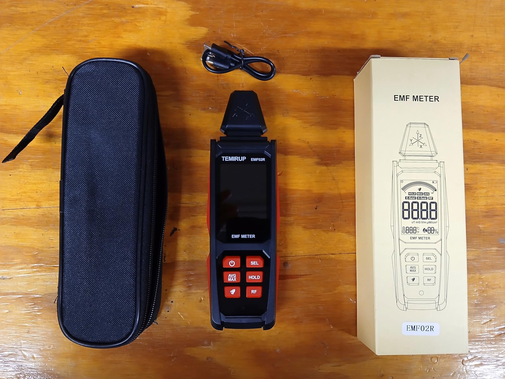 EMF Detector, TEMIRUP 5 in 1 Handheld EMF Meter Radiation Detector, Detects EF, RF, MF, WiFi Signal,Temperature, Humidity, Rechargeable EMF Reader with Large Color LCD for Home, Office, Ghost Hunting customer photo 2