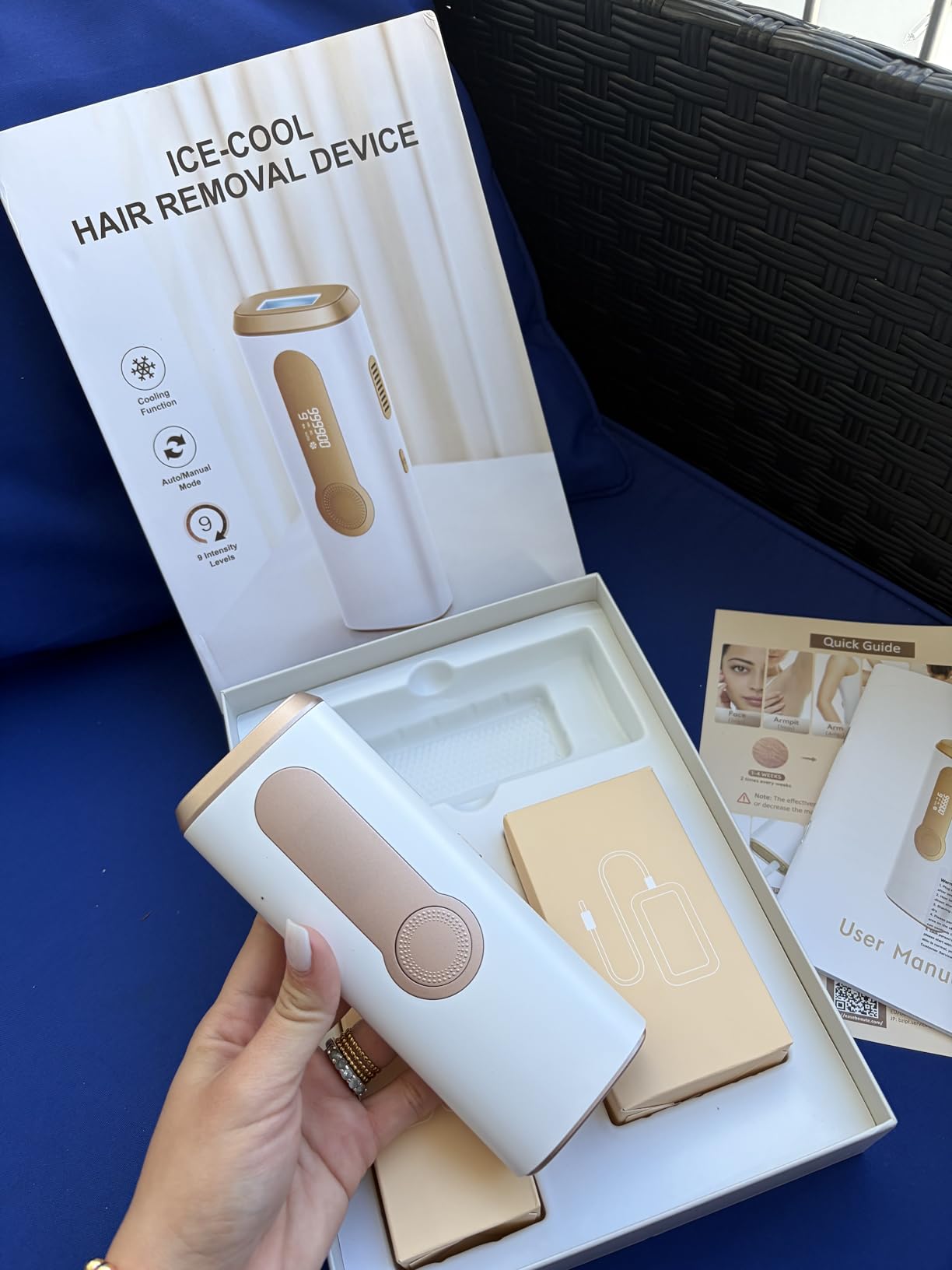 IPL Laser Hair Removal Device for Women & Men - Safe At-Home 45°F Ice-Cooling Contact for Painless & Long-Lasting Results, 86% Less Hair In 3 Weeks for Full Body & Face, White customer photo 1