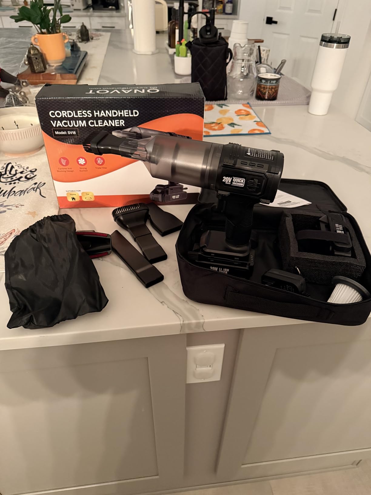 Car Vacuum Cordless, 35000PA Strong Suction Handheld Vacuum with 2 Detachable Batteries, 60Min Runtime Portable Vacuum Cleaner for Car Detailing, Pet Hair, Home Couch & Office, 350ML XL Dust Cup customer photo 1