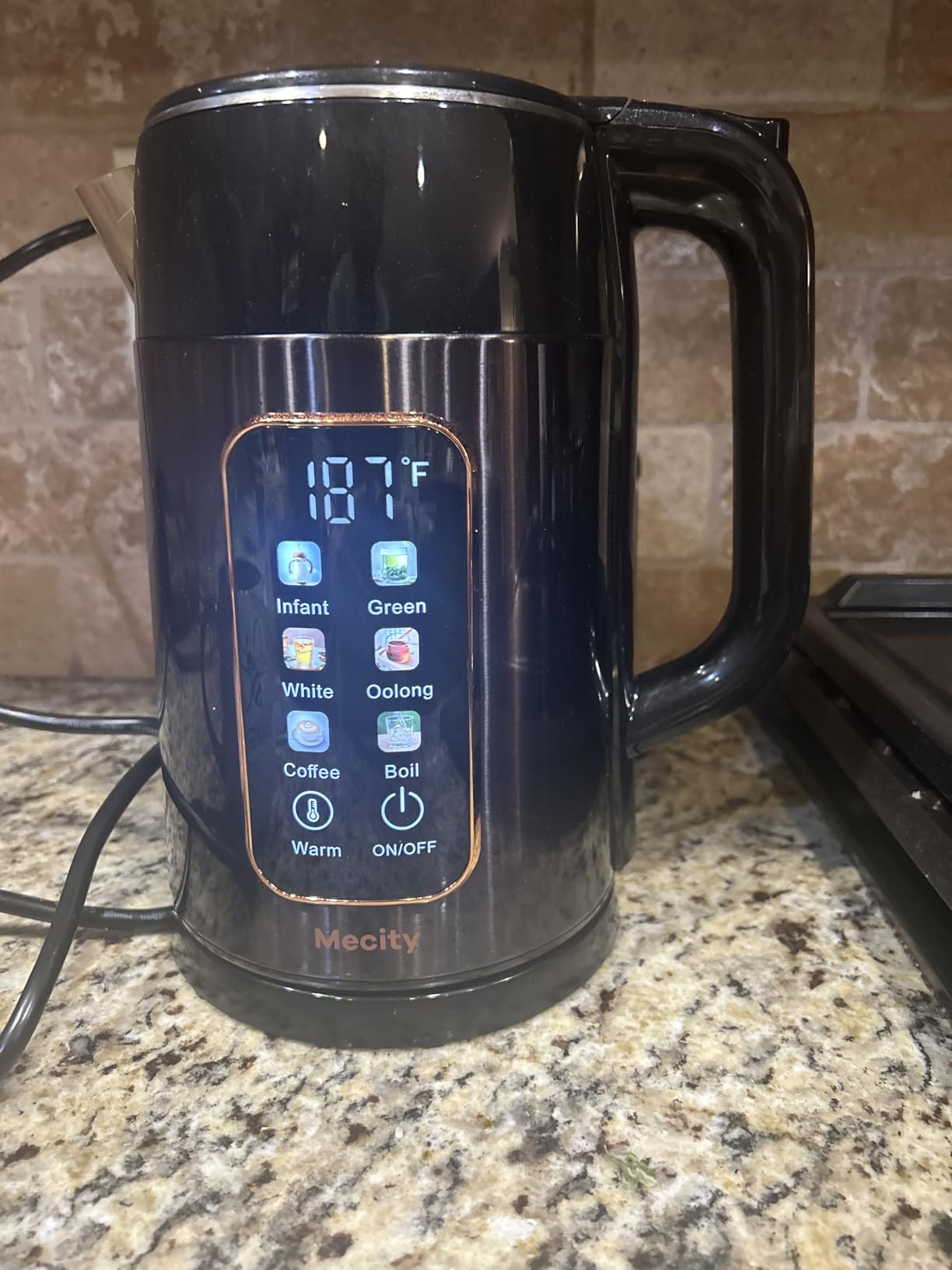 Mecity Electric Kettle 1.7L Touch Screen Temperature Control Water Boiler, No Plastic Contact with Water. 6 Preset Temperature Programs, 2 Hours Keep Warm, Auto Shut Off, Dark Grey customer photo 2