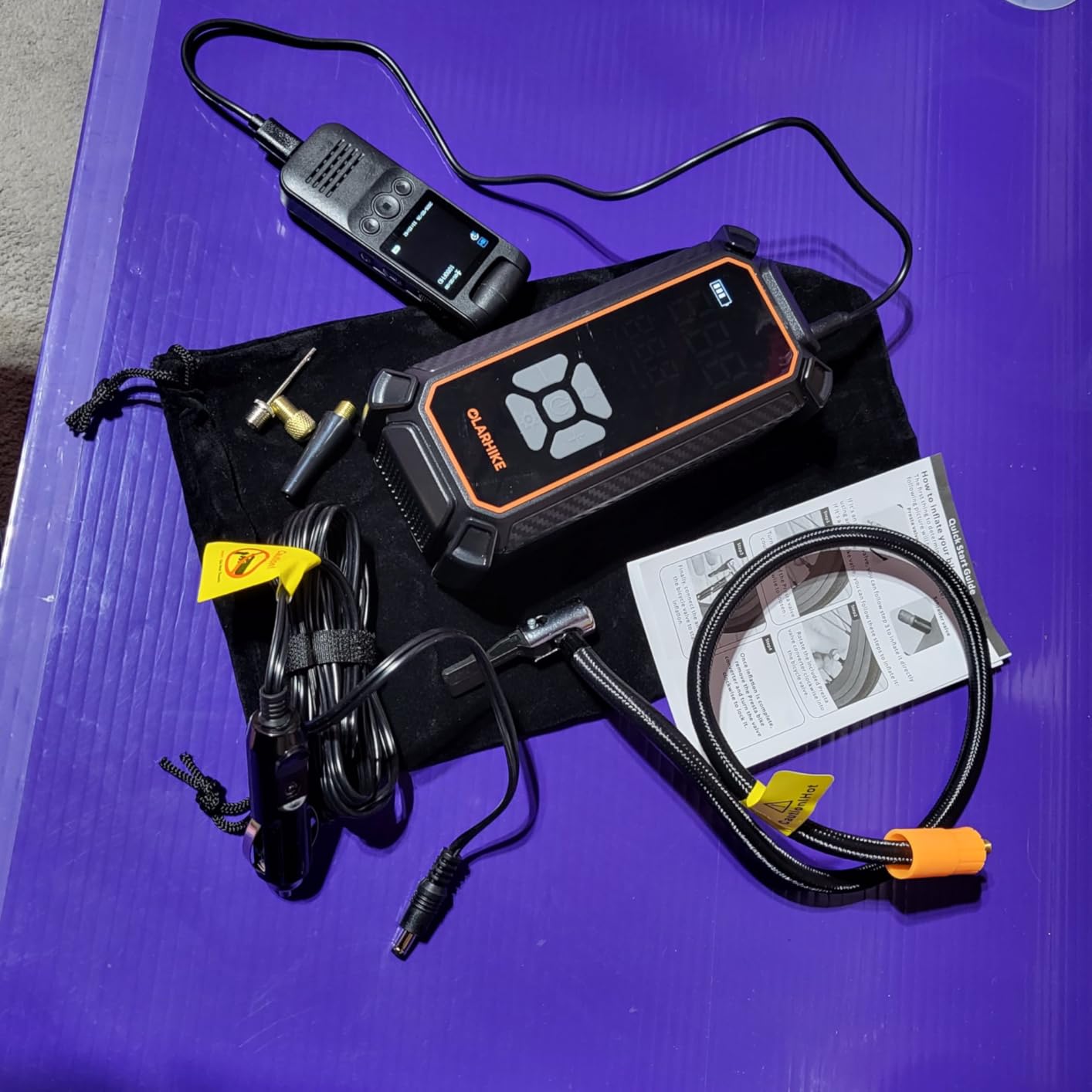 OlarHike Tire Inflator Portable Air Compressor, 150PSI Dual Power - 6000mAh & 12V DC, Cordless Air Pump for Car Tires, Bike, Motorcycle, Balls with LED & Digital Pressure Gauge, Car Gifts customer photo 1