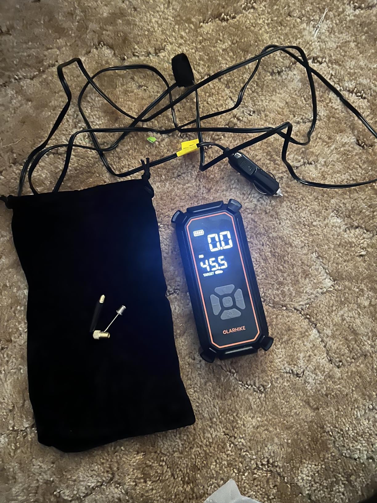 OlarHike Tire Inflator Portable Air Compressor, 150PSI Dual Power - 6000mAh & 12V DC, Cordless Air Pump for Car Tires, Bike, Motorcycle, Balls with LED & Digital Pressure Gauge, Car Gifts customer photo 2