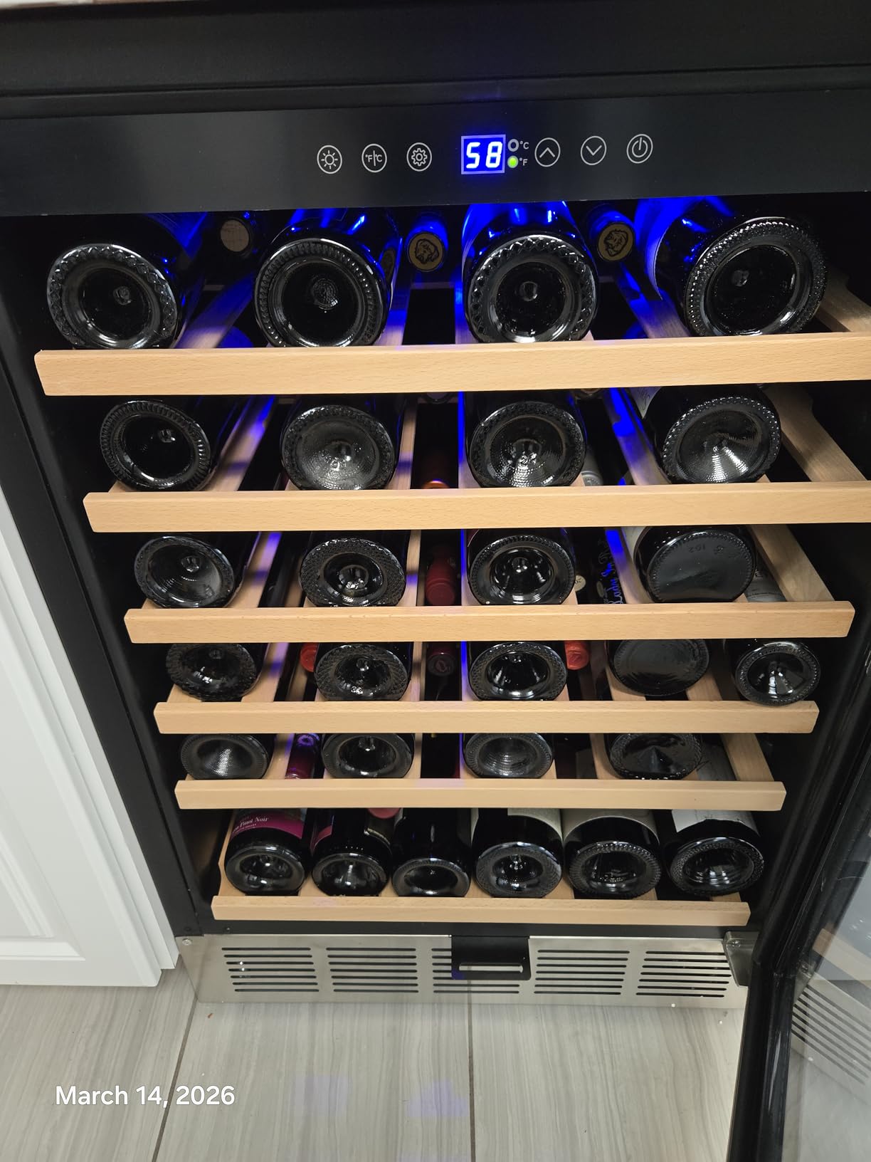 24 Inch Wine Cooler Refrigerator, 46 Bottle Dual Zone Wine Fridge with Stainless Steel Glass Door, Adjustable Shelves, Upgraded Compressor, Built-In Freestanding for Home, Bar, Kitchen customer photo 1