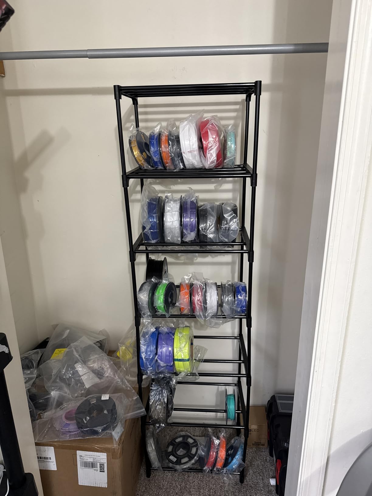 9-Tier 3D Printer Filament Storage Rack, Heavy Duty Metal Spool Holder Holds 54x1kg, Tool-Free Assembly, Modular Design for Home Office Workshop customer photo 2