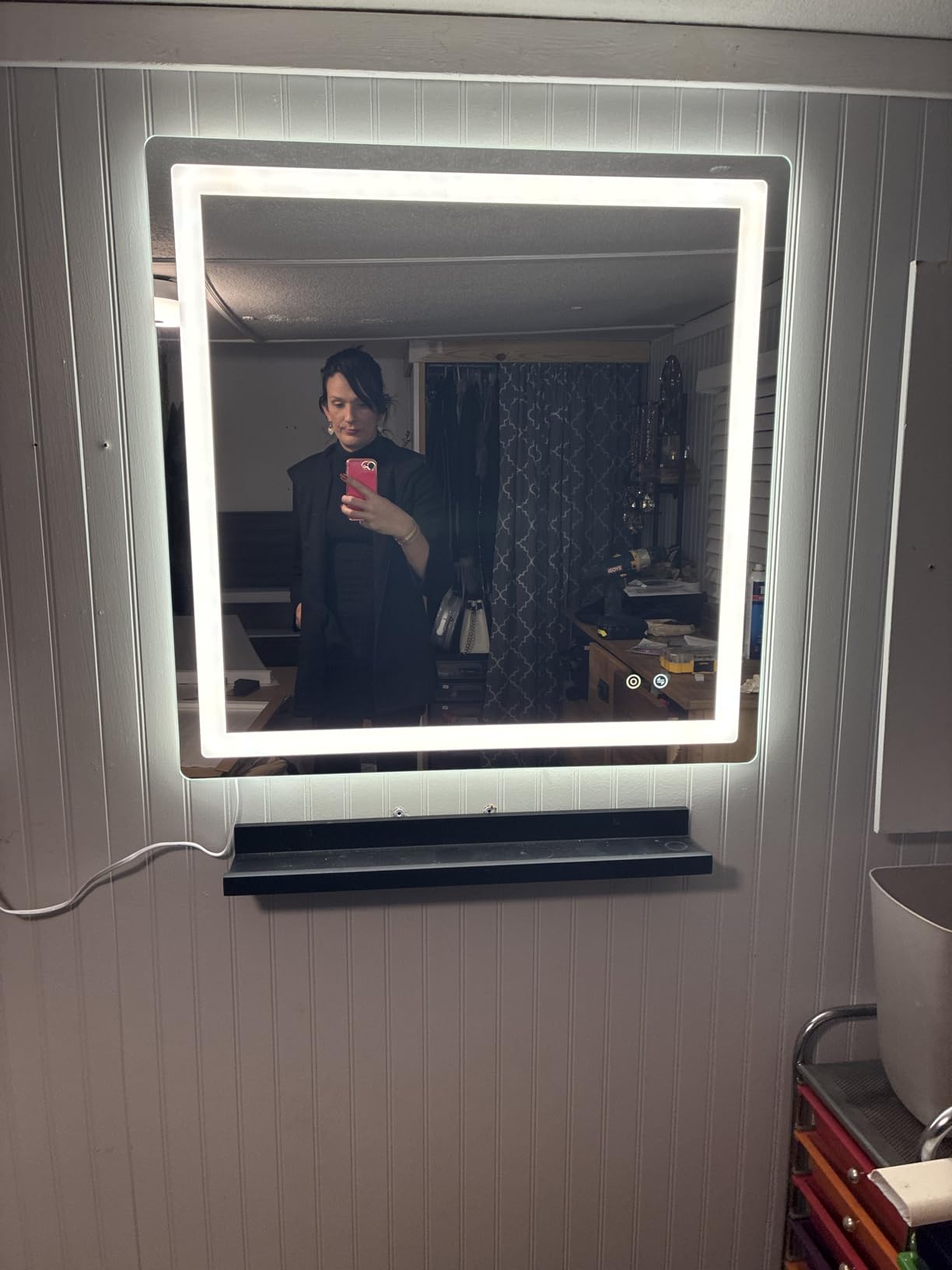 Delma LED Bathroom Mirror with Lights, 30x50 Vanity Mirror for Bathroom Wall, Anti-Fog, Dimmable, Front Lit & Backlit, Memory Function, Shatterproof Tempered Glass, 3 Color Modes(Horizontal/Vertical) customer photo 1