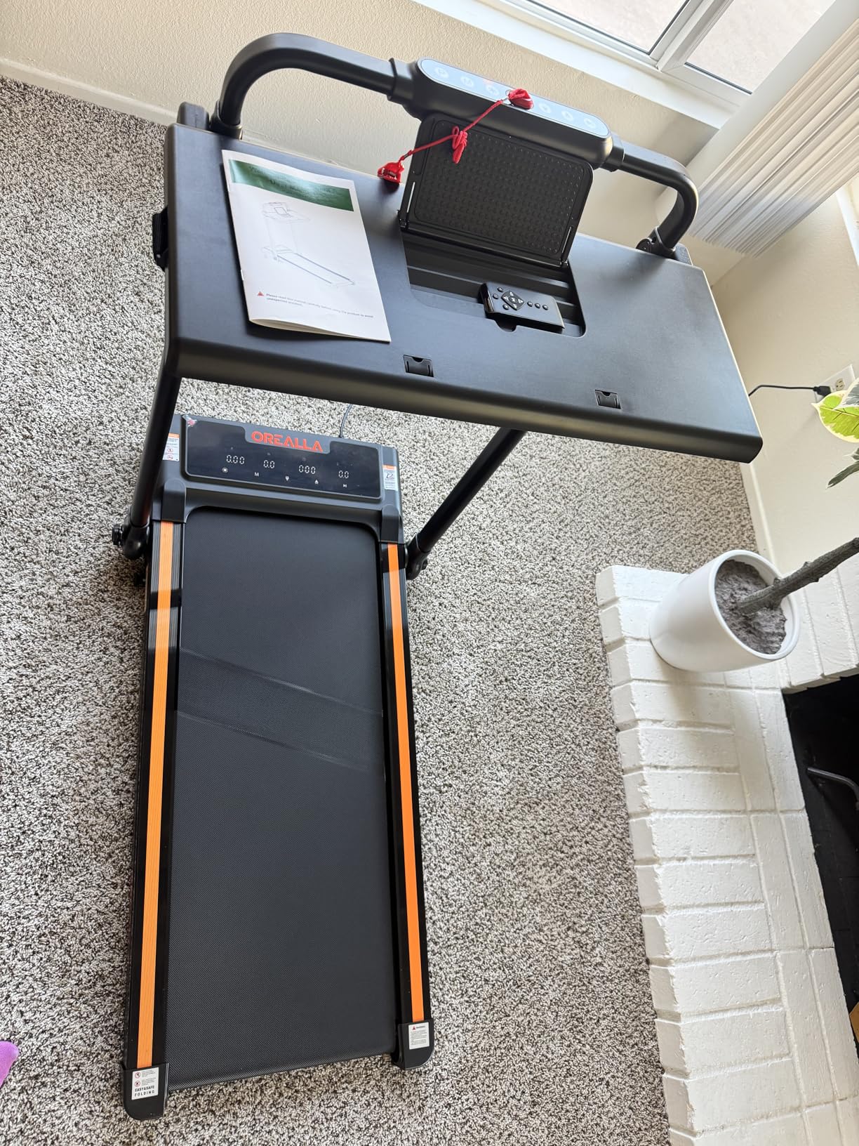 Walking Pad with 12% Incline, Under Desk Walking Pad Treadmill with Handle Bar & Removable Desk Workstation, 3 in 1 3.5HP Foldable Treadmill 300lbs Capacity for Home Office with Remote Control customer photo 1
