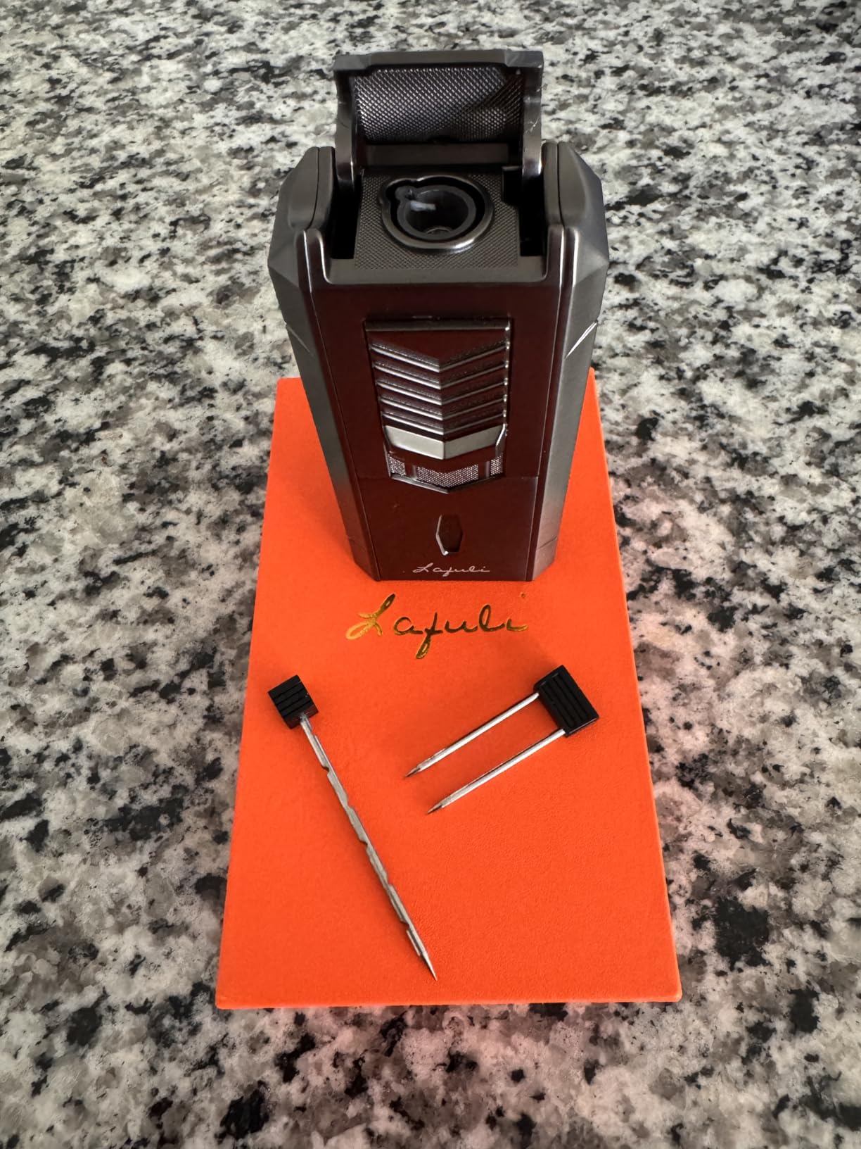 6-in-1 Torch Lighter with Twin Nubber, Auto-Pop V-Shape Clipper, Draw Enhancer, Holder and Punch, Refillable & Adjustable Windproof Butane Lighter, Premium Gift Box for Men & Travel Essential customer photo 2