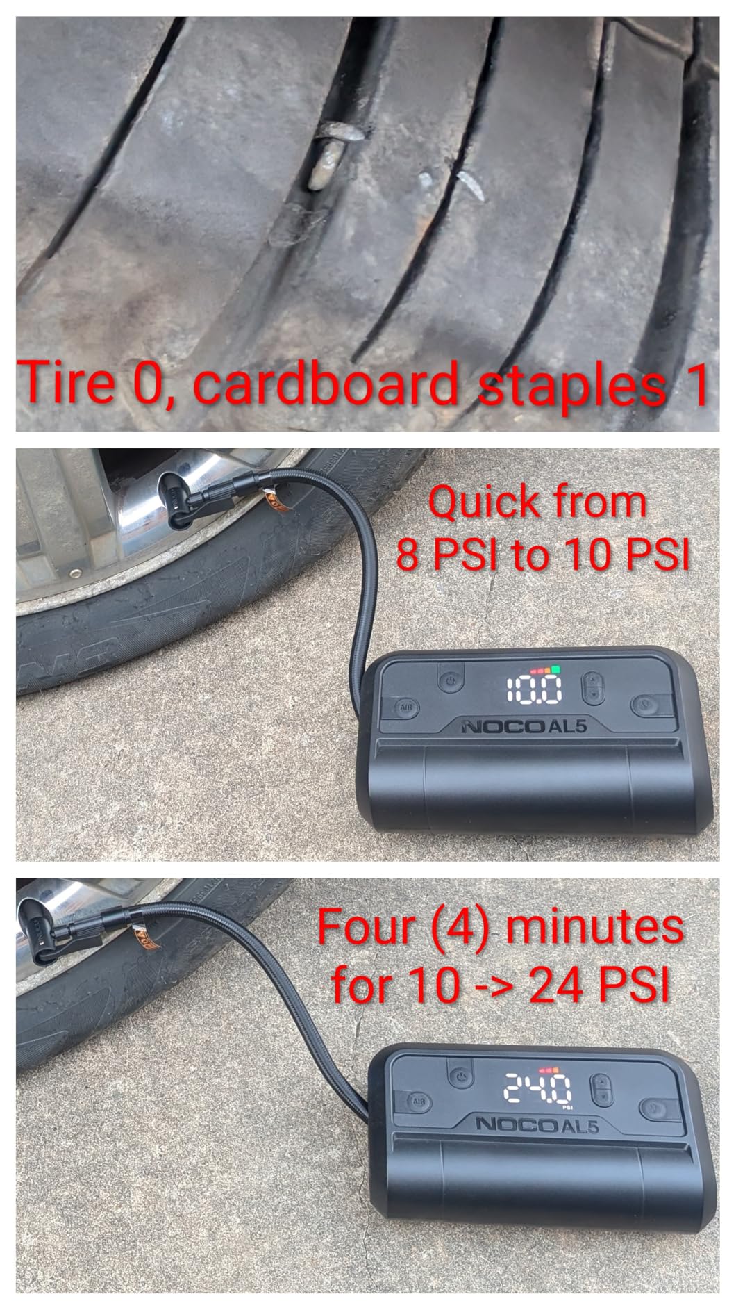 NOCO Air AL5: UltraFast 5A Cordless Tire Inflator - Portable Battery-Powered Air Compressor Pump - 17 SLPM Airflow Inflates 0-40 PSI in 7 Minutes - Digital Gauge + Auto-Shutoff customer photo 2