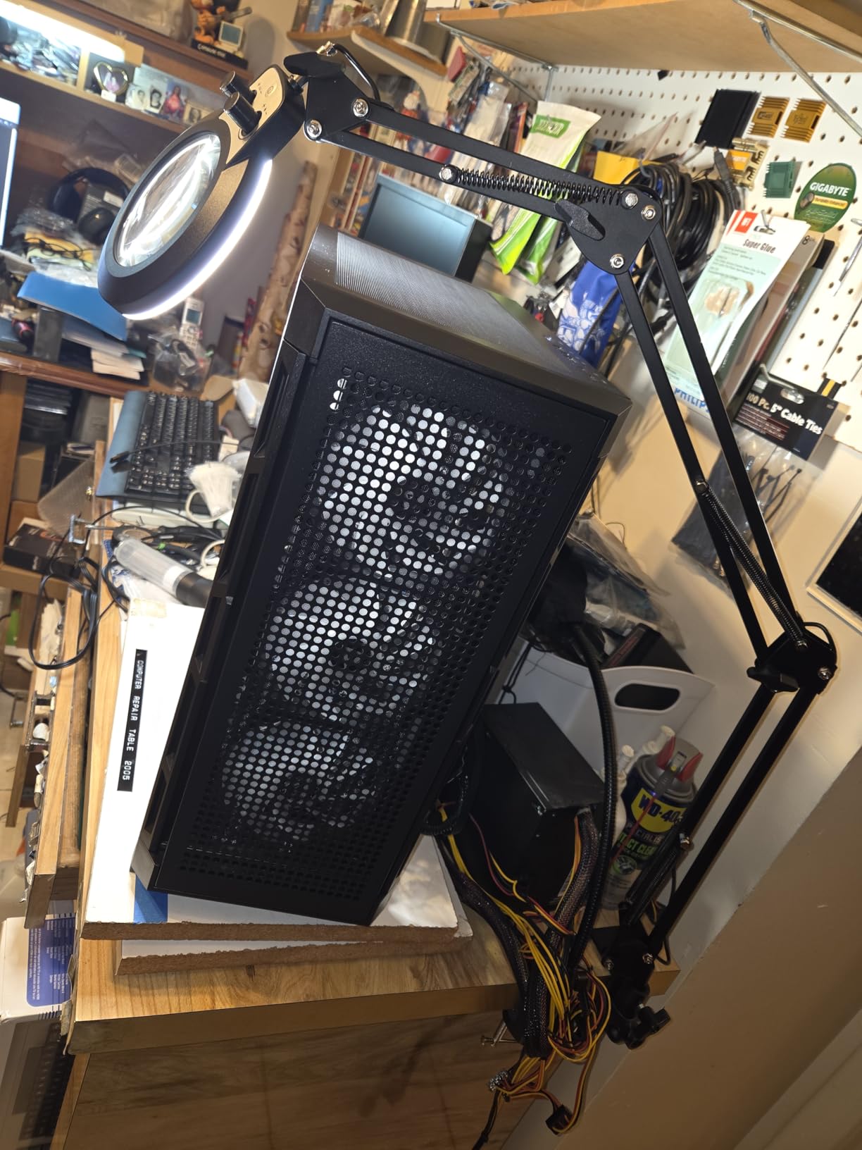 12X Magnifying Glass with Light, Ultra Long 3 Section Swing Arm LED Desk Lamp with Large Clamp, 3 Color and Brightness Hands Free Magnifier Light and Stand for Workbench Crafts Reading Sewing customer photo 1