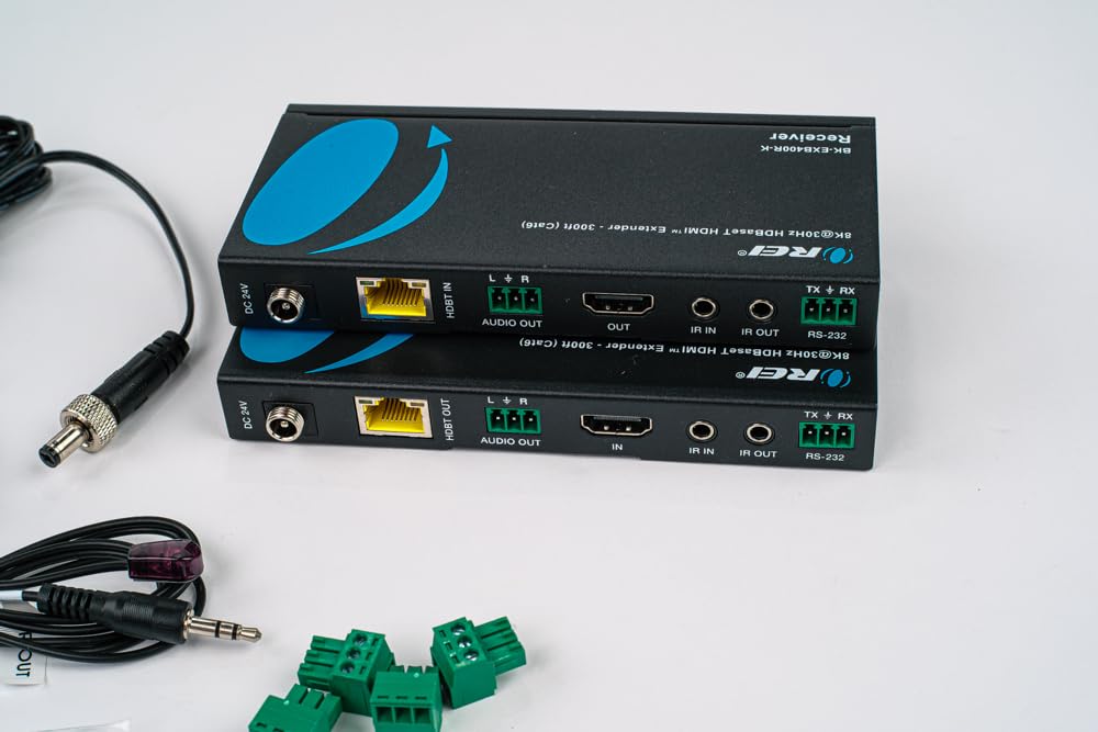 OREI 4K @ 120Hz HDMI Over Ethernet Extender Balun - HDBaseT UltraHD 8K@30hz CAT6/7 Cable with HDR, CEC & IR Control, RS-232 Up to 400 Ft Power Over Cable Audio Out (BK-EXB400R-K) customer photo 2
