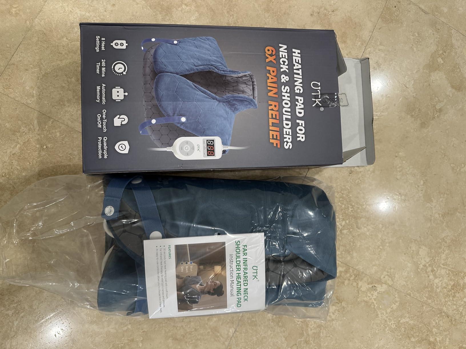 Nalax 30s Fast Heating Pad for Neck and Shoulders and Back, 6X Deeper Far Infrared Pain Relief, 8 Heat Settings Max 159°F, 4H Auto Off, Memory Function, Adjustable Strap, Valentine Gifts Women 24