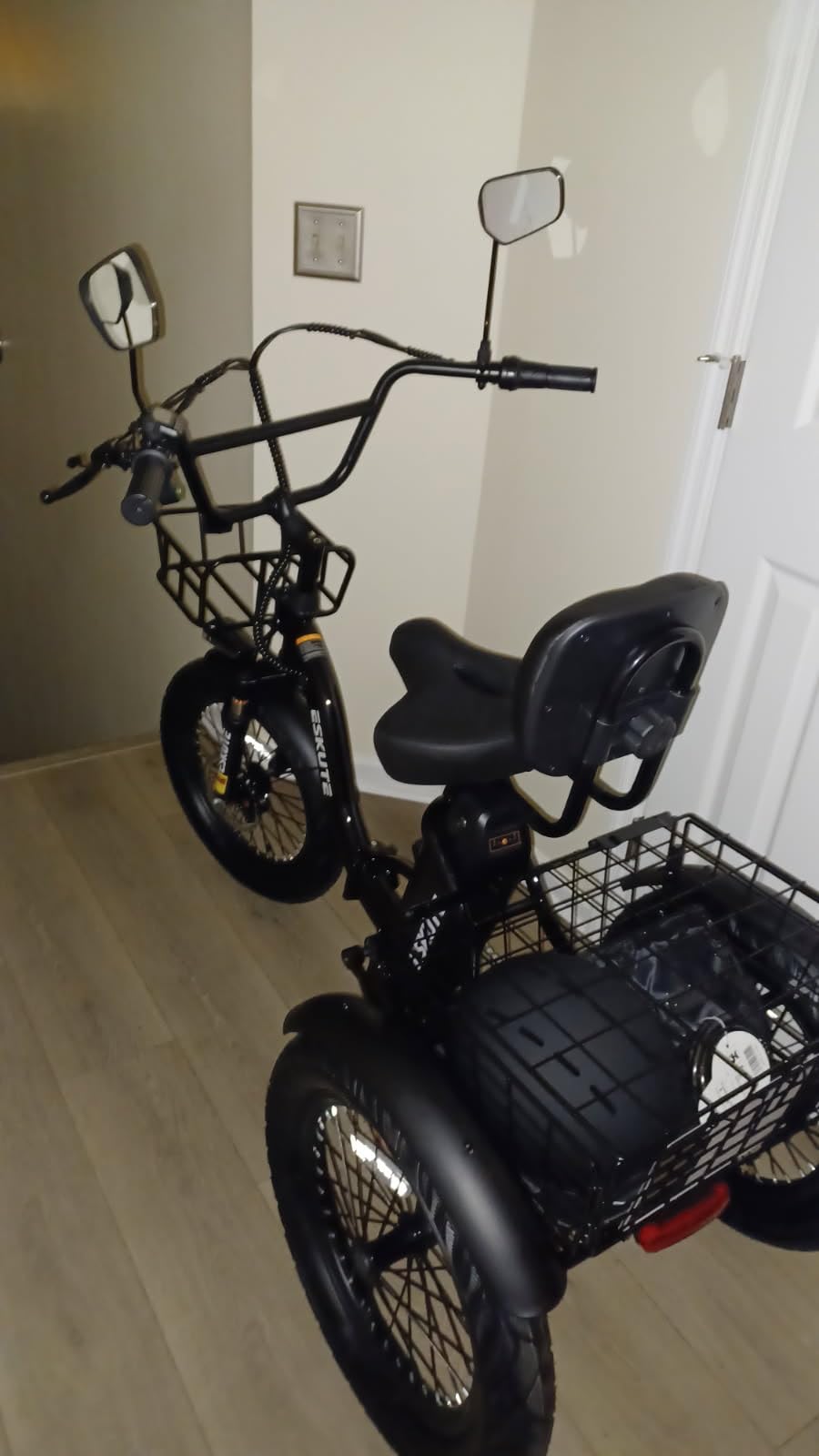 ESKUTE E Trike Electric Bike, Peak 1200W Brushless Motor Folding Trike 18X3.0 Fat Tire Ebike, 624Wh Removable Battery, Step-Thru 3 Wheel Electric Bicycle, Up to 55 Miles, 18MPH+ Tricycle for Adults customer photo 1