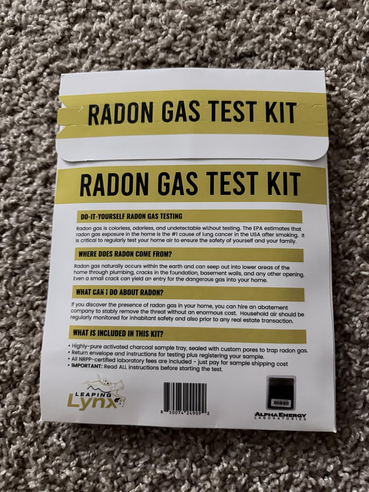 EPA-Approved Radon Test Kit for Home, Lab Analysis Included | Detects Radon Gas Levels in Basements & Living Spaces | Easy-to-Use Air Quality Test with Lab Report & Discounted Shipping| Radon Detector customer photo 2