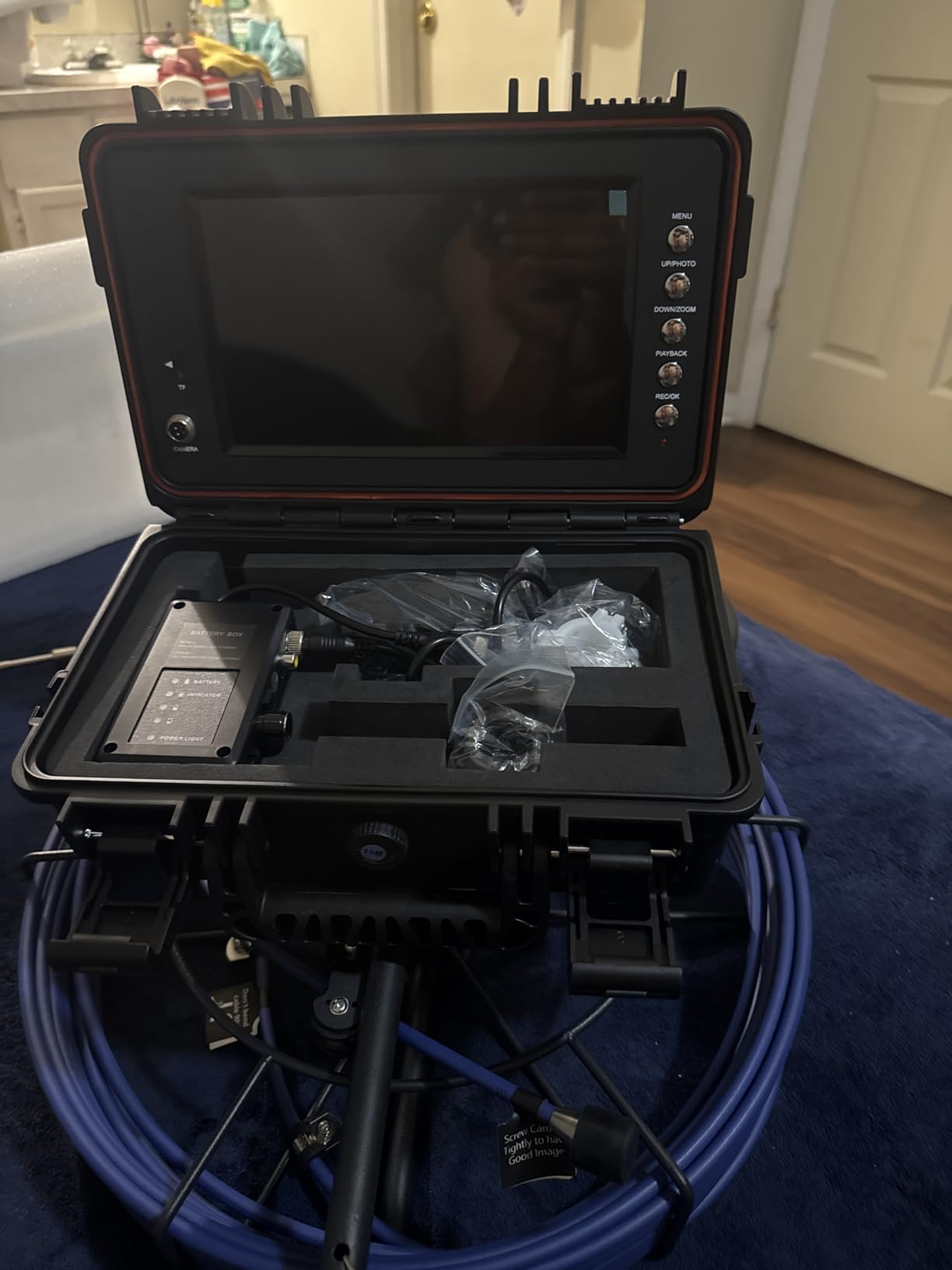 Sewer Camera with 512Hz Transmitter, Self-Leveling Drain Camera 100ft with Meter Counter, 9