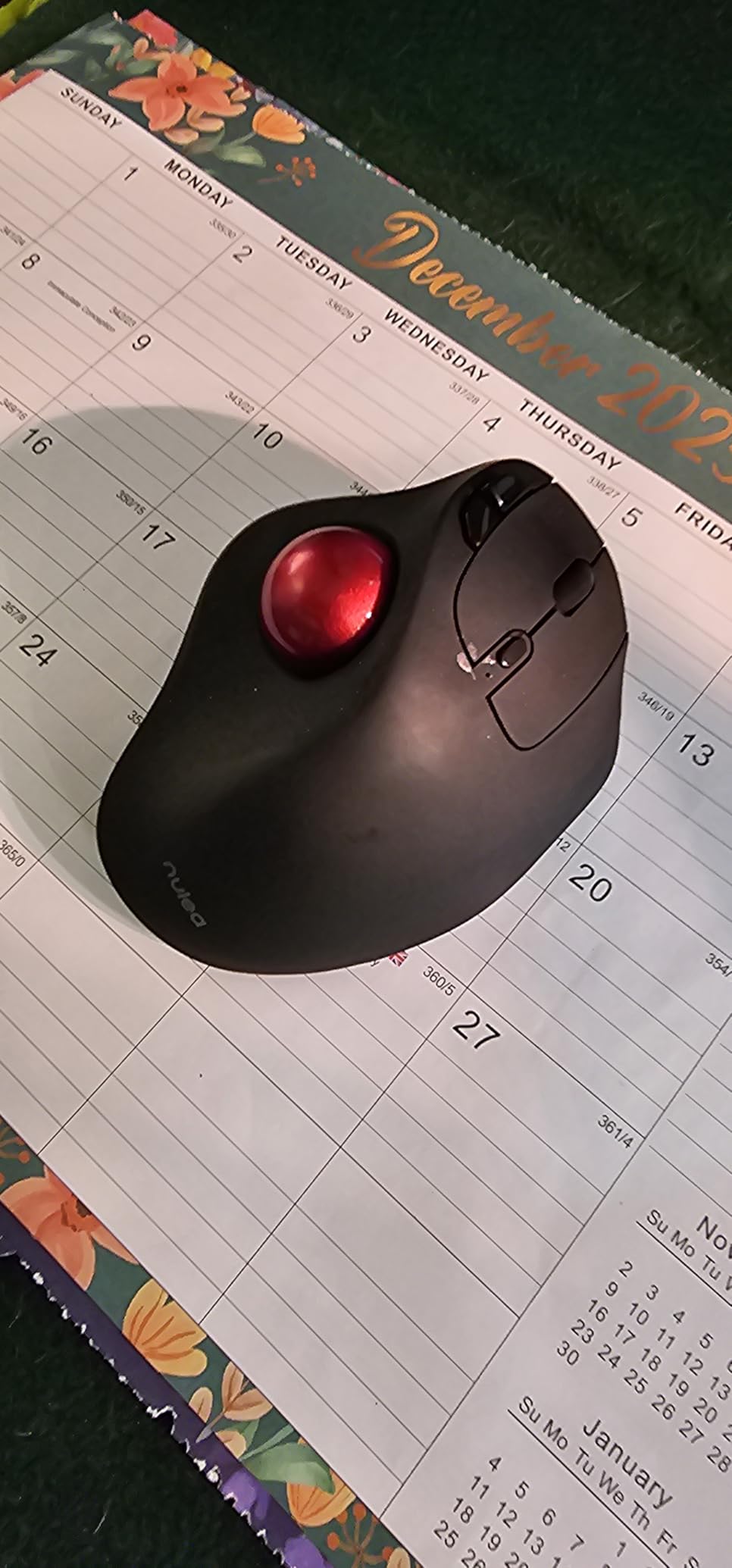 Nulea M511 Wireless Trackball Mouse, Rechargeable Ergonomic Thumb-Control Mouse with Tilt Stand, Smooth & Precision Tracking, 3 Device Connection (Bluetooth or USB Receiver), for PC/Mac/Laptop-Red customer photo 2