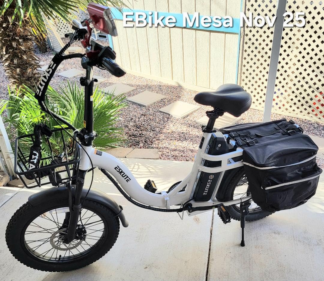 ESKUTE Electric Bike for Adults - 1200W Peak Motor, Folding 20x3 Fat Tire E-Bike, 48V 10.4Ah Battery, Step-Through Cargo Fold Ebike, NFC Unlock, 28 MPH, 7-Speed, Up to 55 Miles customer photo 1