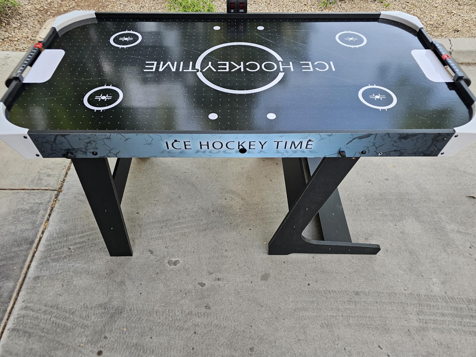 GYMAX Foldable Air Hockey Table, 56 Inch Arcade Style Air Hockey Game Table with Powerful 12V Motor and LED Digital Scoreboard, Includes 2 Pushers and 2 Pucks, for Home, Game Room and Office customer photo 2