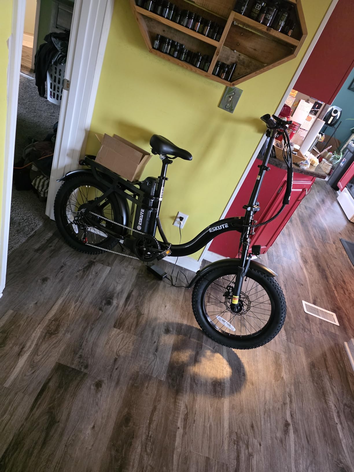 ESKUTE Electric Bike for Adults - 1200W Peak Motor, Folding 20x3 Fat Tire E-Bike, 48V 10.4Ah Battery, Step-Through Cargo Fold Ebike, NFC Unlock, 28 MPH, 7-Speed, Up to 55 Miles customer photo 2