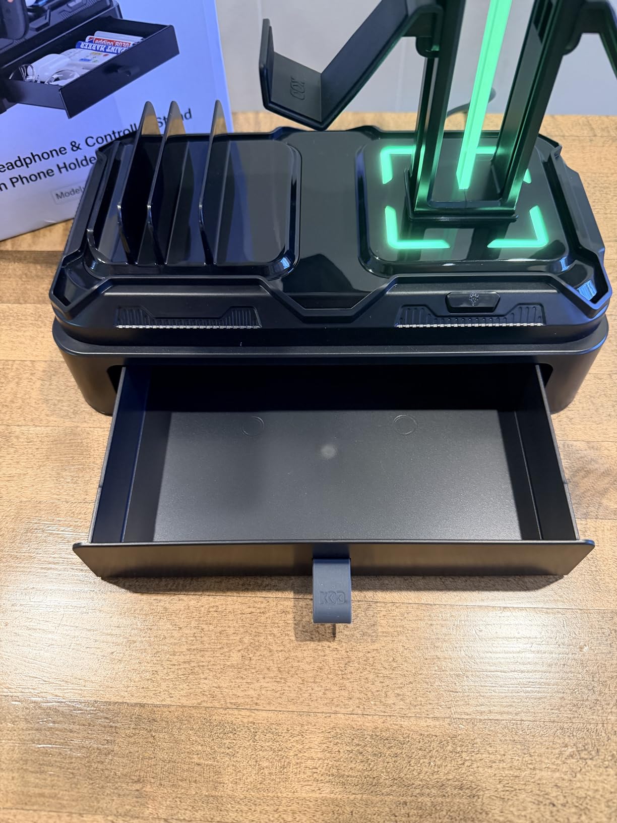 KDD Headphone Stand with USB A&C Charger Ports - RGB Controller Stand with Detachable Hooks - Rotatable Headset Hanger & Device Slot for Phones/Tablets - Drawer Storage Base for Gaming Desk Organizer customer photo 1
