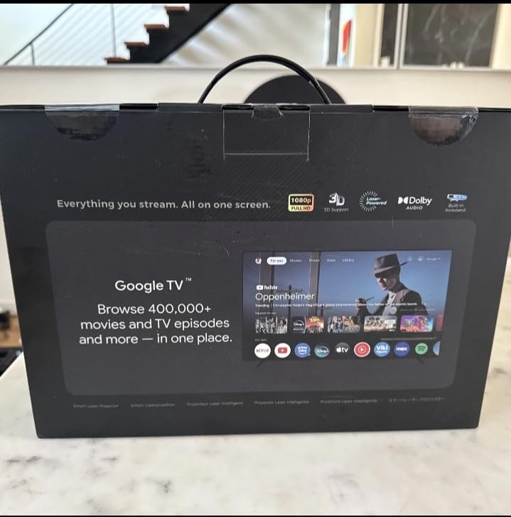 NexiGo Nova Mini, Portable Laser Projector, Google TV w/Netflix, 1080p FHD, 1200 Lumens, 15000:1 Contrast w/SAE, 3D, Auto Setup, 150