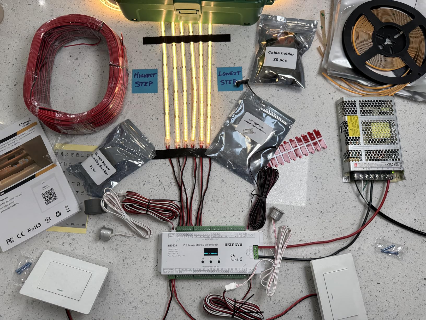 Motion-Activated LED Stair Lighting Kit DE-320, 42