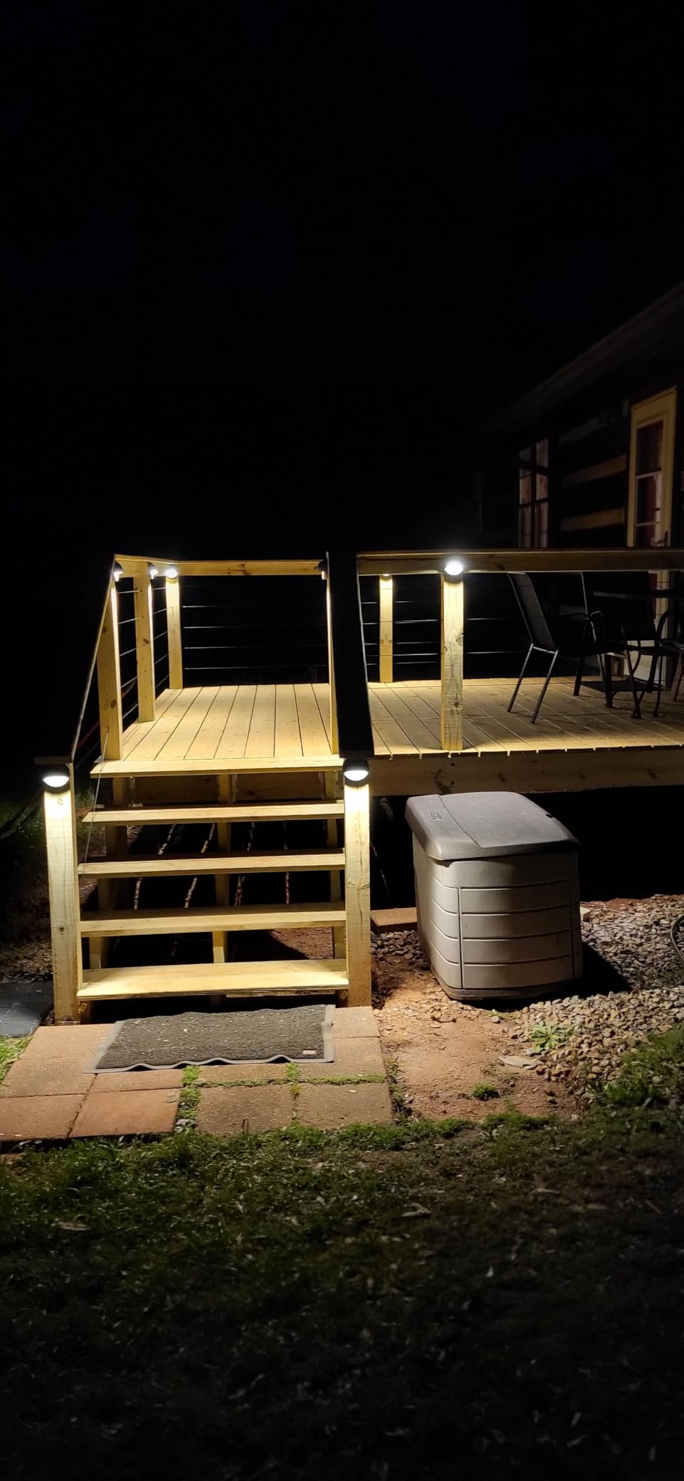 SUNVIE All-in-One Low Voltage Deck Lights Kit, 8 Pack 5W Low Voltage Landscape Lighting with 60W Transformer 100FT Wire and Connectors, 3000K 12-24V AC/DC LED Deck Step Lights for Fence Post Patio customer photo 1