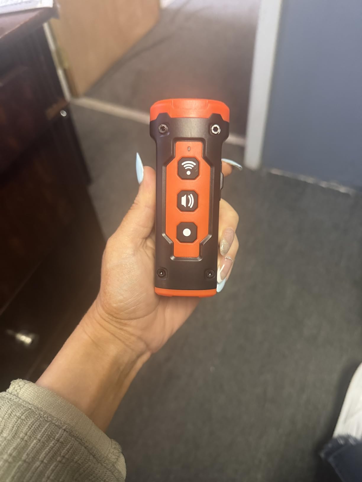 1-Touch Dog Bark Deterrent Devices with 3 Sonic Heads,Portable 50ft Range Anti Barking Device for Dogs,Rechargeable & Safe Dog Training Tool with Flashlight,Helps Improve Dog's Behavior Orange customer photo 2